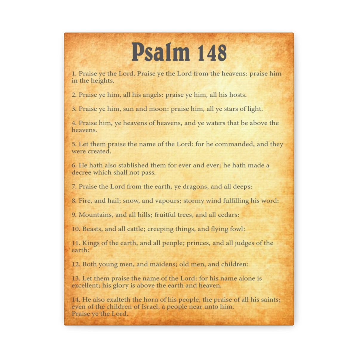 Scripture Walls Psalm 148 Chapter Gold Bible Canvas Christian Wall Art Ready to Hang Unframed-Express Your Love Gifts