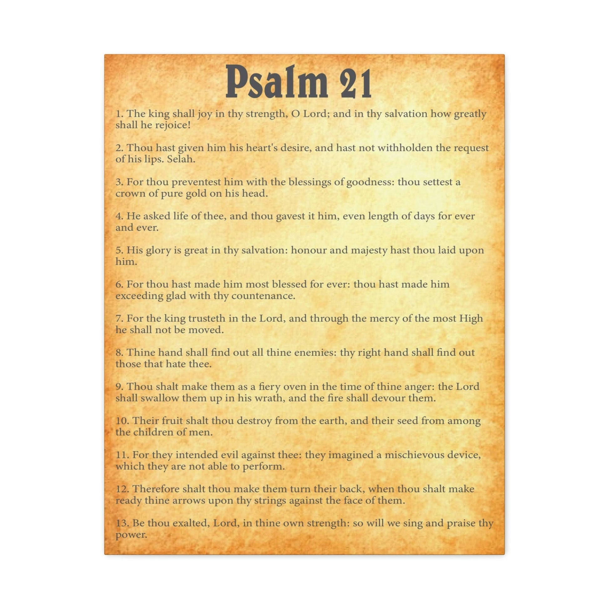 Scripture Walls Psalm 21 Chapter Gold Bible Canvas Christian Wall Art Ready to Hang Unframed-Express Your Love Gifts
