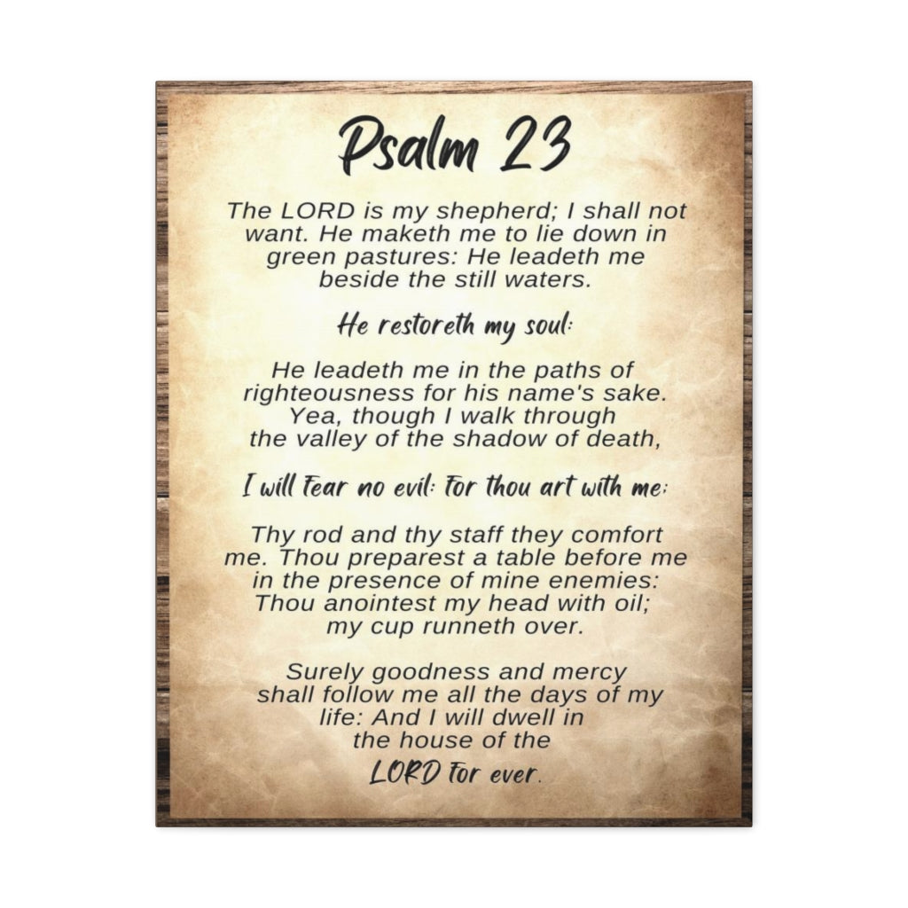Scripture Walls Psalm 23 Brown Wood Bible Verse Canvas Christian Wall Art Ready to Hang Unframed-Express Your Love Gifts
