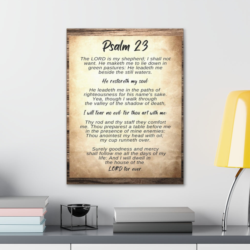 Scripture Walls Psalm 23 Brown Wood Bible Verse Canvas Christian Wall Art Ready to Hang Unframed-Express Your Love Gifts