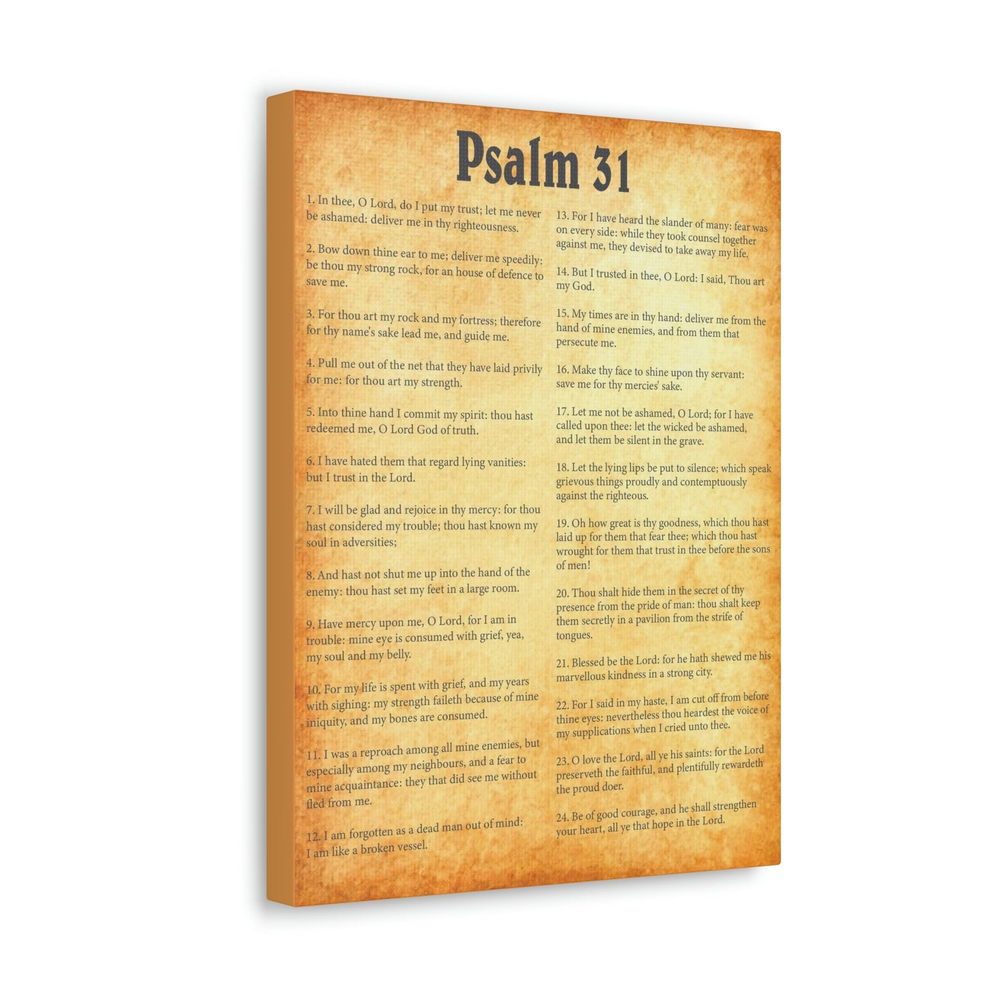 Scripture Walls Psalm 31 Chapter Gold Bible Canvas Christian Wall Art Ready to Hang Unframed-Express Your Love Gifts