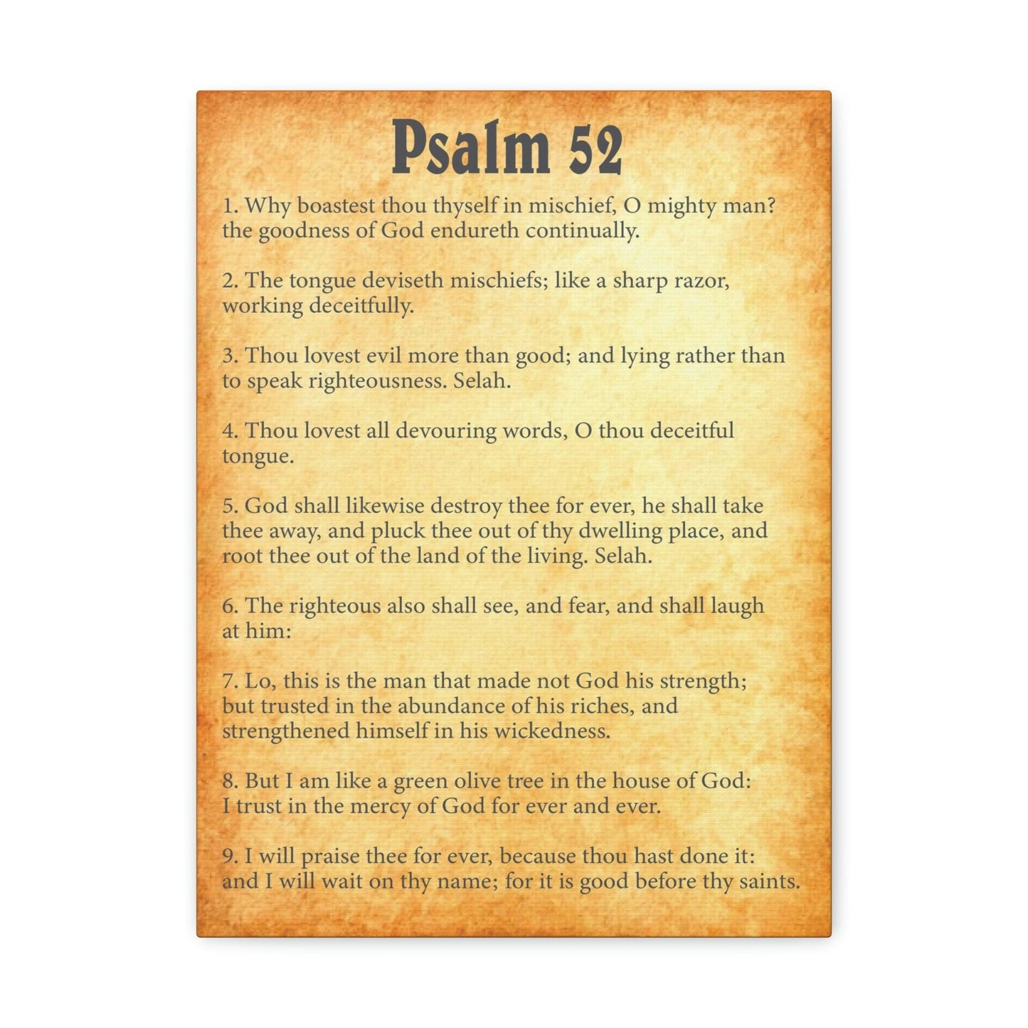 Scripture Walls Psalm 52 Chapter Gold Bible Canvas Christian Wall Art Ready to Hang Unframed-Express Your Love Gifts