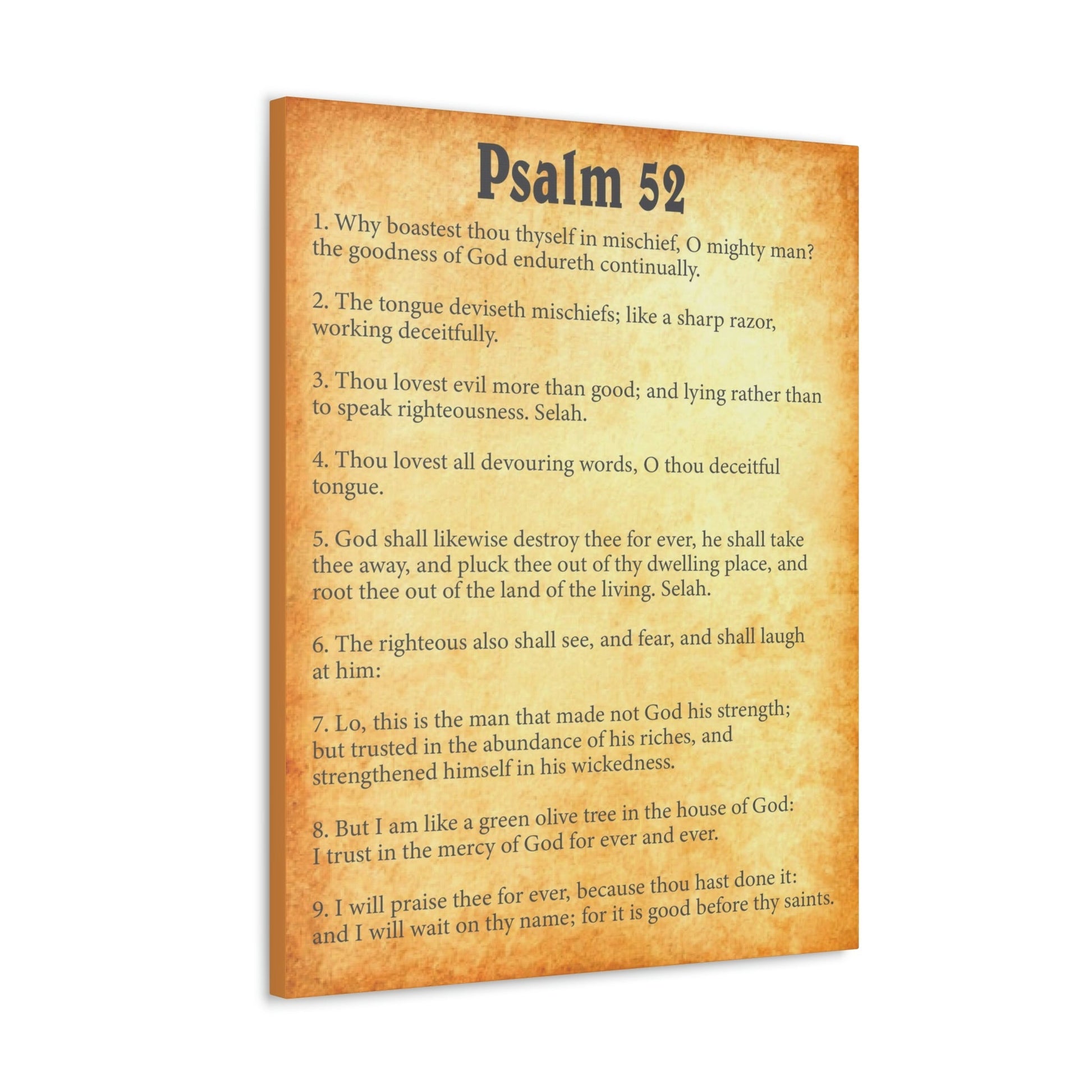 Scripture Walls Psalm 52 Chapter Gold Bible Canvas Christian Wall Art Ready to Hang Unframed-Express Your Love Gifts