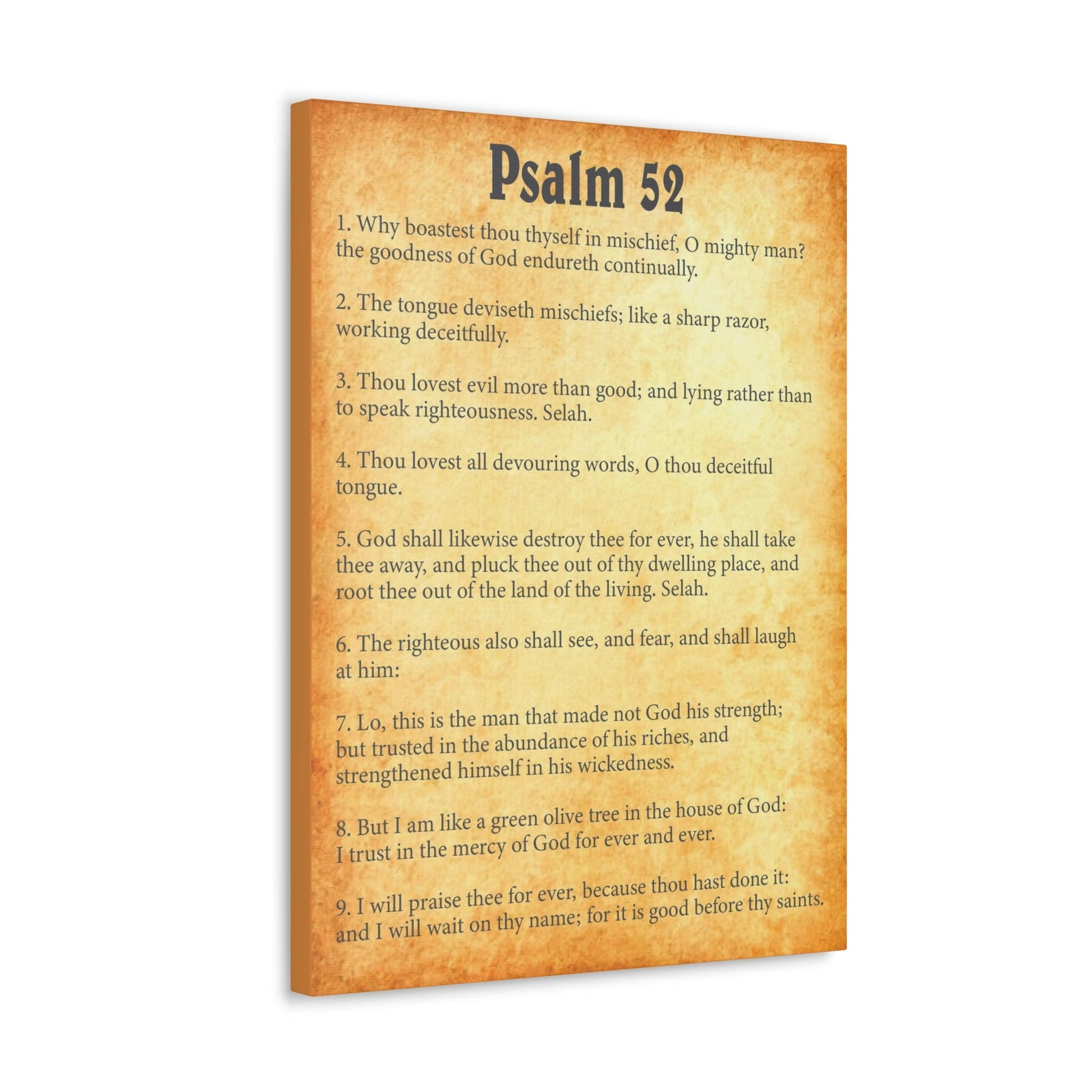 Scripture Walls Psalm 52 Chapter Gold Bible Canvas Christian Wall Art Ready to Hang Unframed-Express Your Love Gifts