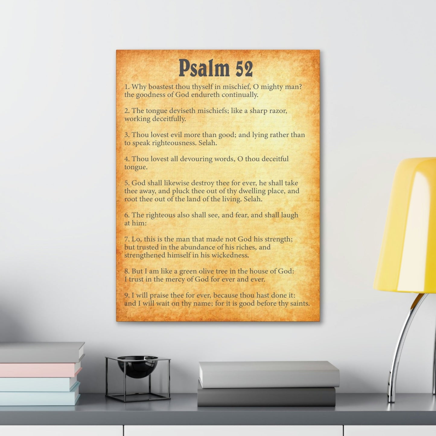 Scripture Walls Psalm 52 Chapter Gold Bible Canvas Christian Wall Art Ready to Hang Unframed-Express Your Love Gifts