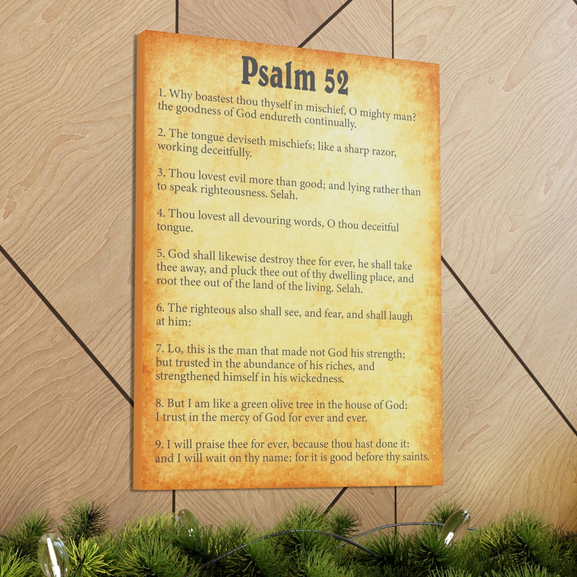 Scripture Walls Psalm 52 Chapter Gold Bible Canvas Christian Wall Art Ready to Hang Unframed-Express Your Love Gifts