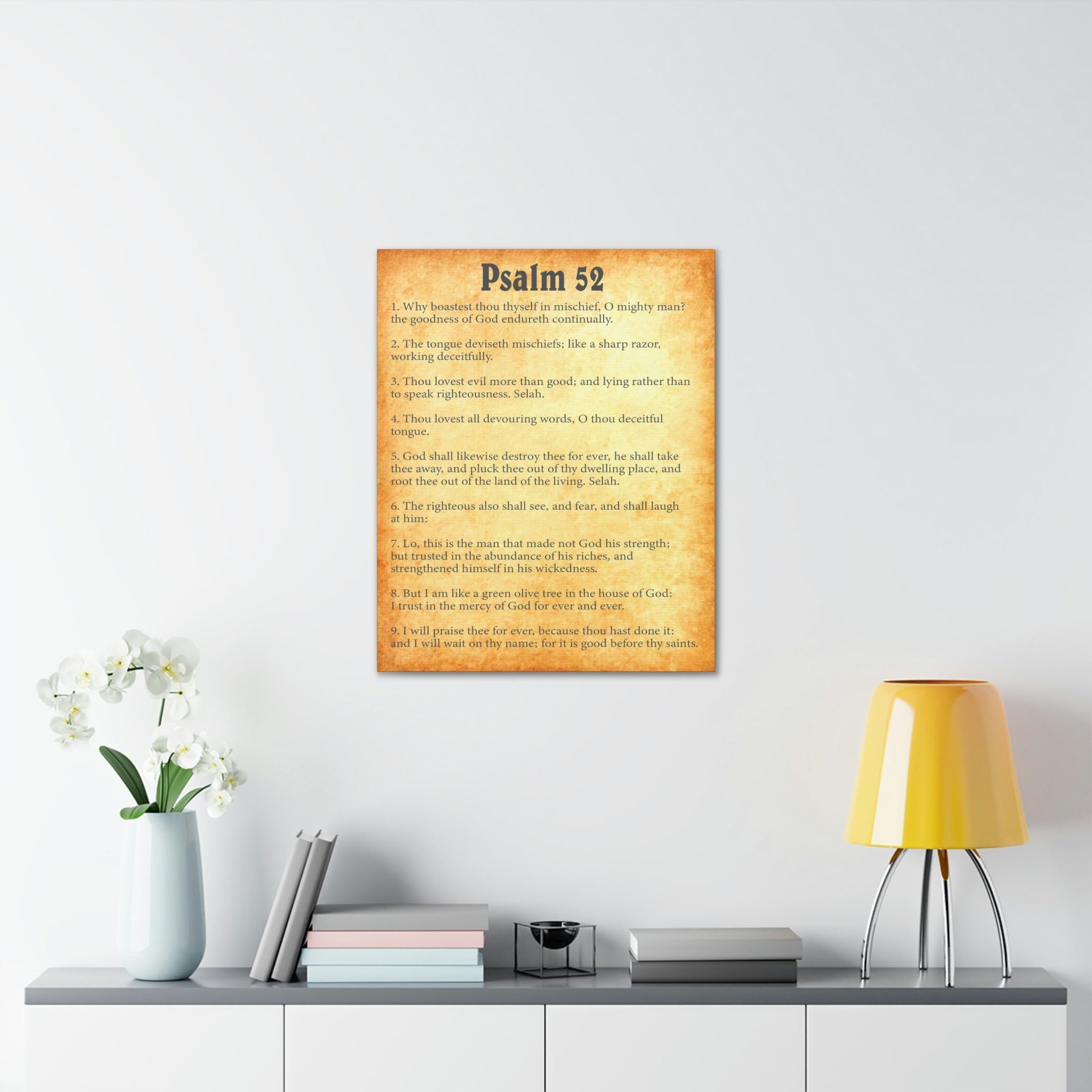 Scripture Walls Psalm 52 Chapter Gold Bible Canvas Christian Wall Art Ready to Hang Unframed-Express Your Love Gifts