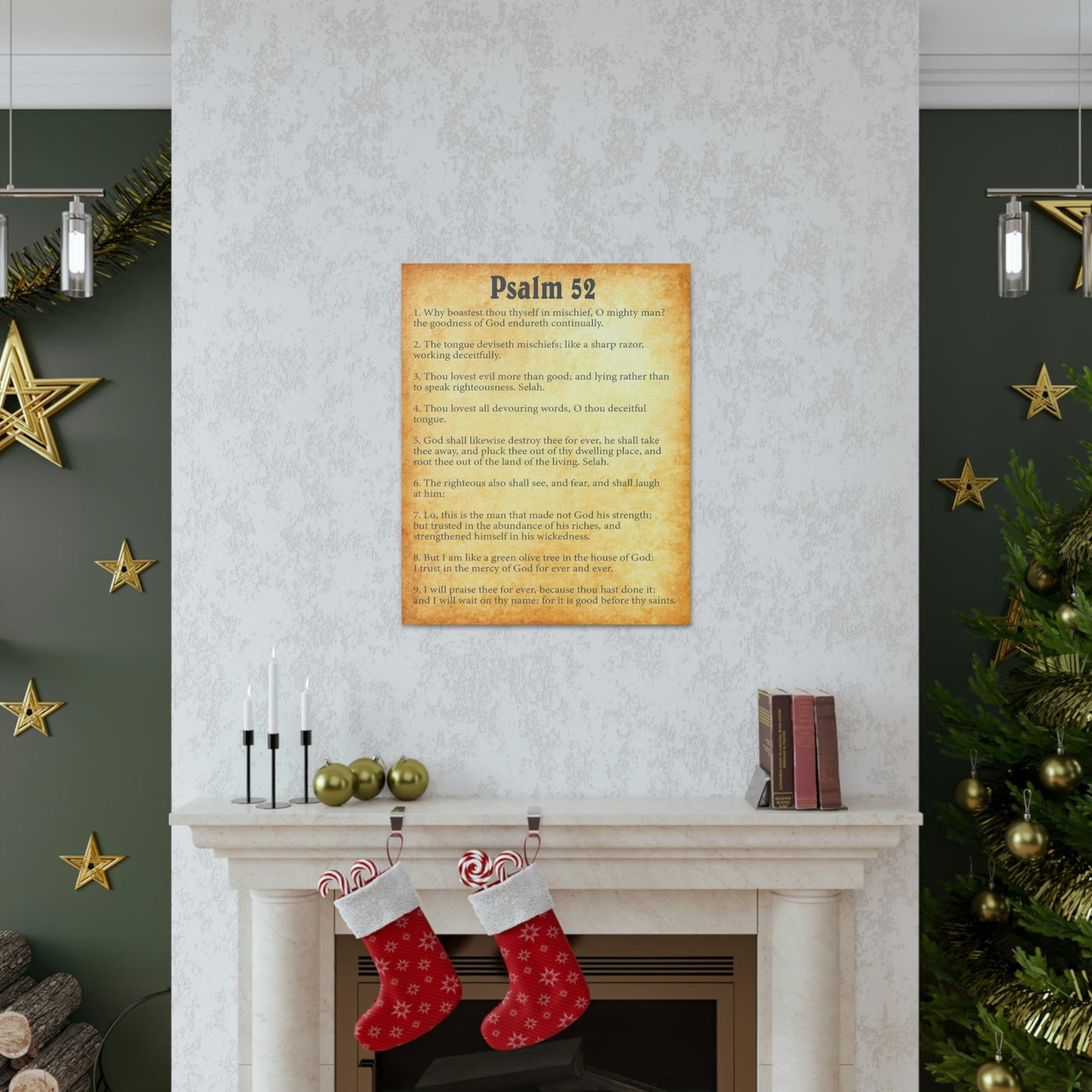 Scripture Walls Psalm 52 Chapter Gold Bible Canvas Christian Wall Art Ready to Hang Unframed-Express Your Love Gifts