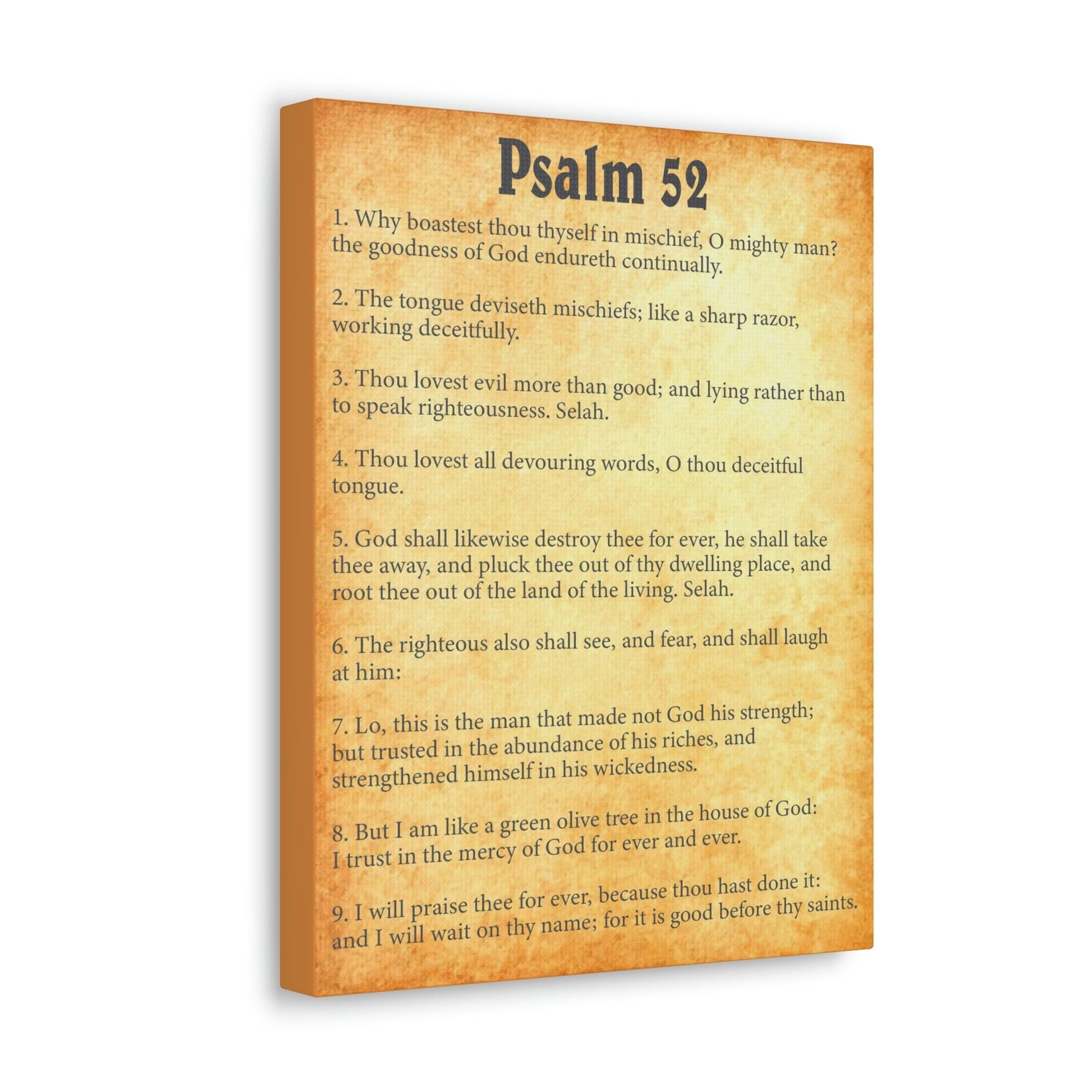 Scripture Walls Psalm 52 Chapter Gold Bible Canvas Christian Wall Art Ready to Hang Unframed-Express Your Love Gifts