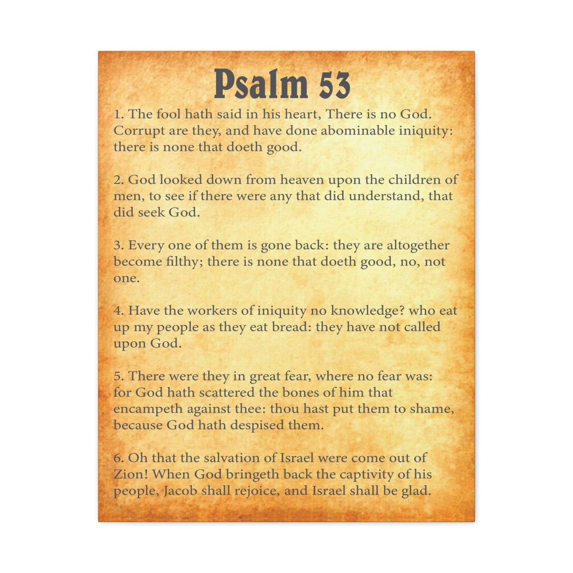 Scripture Walls Psalm 53 Chapter Gold Bible Canvas Christian Wall Art Ready to Hang Unframed-Express Your Love Gifts