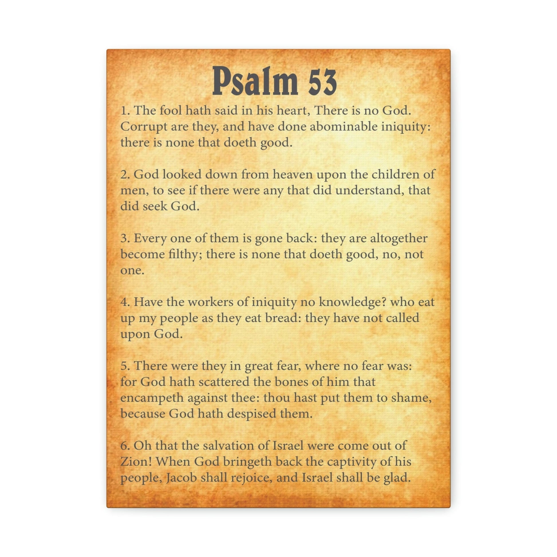 Scripture Walls Psalm 53 Chapter Gold Bible Canvas Christian Wall Art Ready to Hang Unframed-Express Your Love Gifts