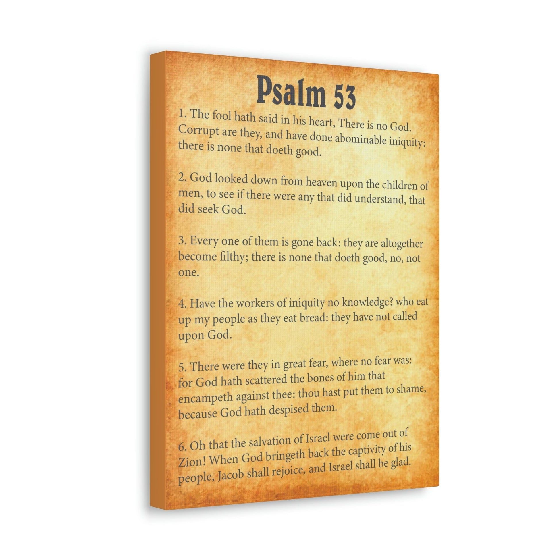 Scripture Walls Psalm 53 Chapter Gold Bible Canvas Christian Wall Art Ready to Hang Unframed-Express Your Love Gifts
