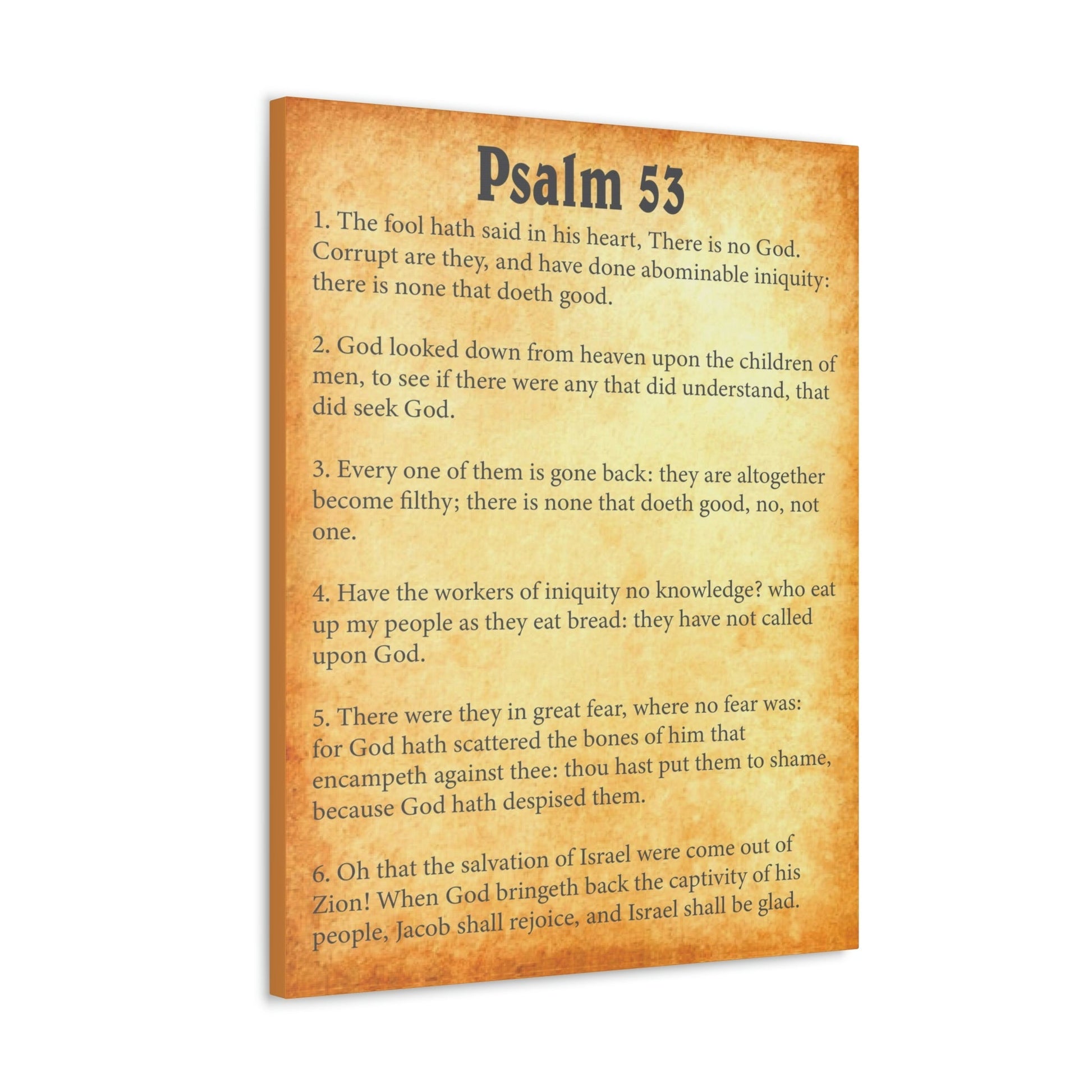 Scripture Walls Psalm 53 Chapter Gold Bible Canvas Christian Wall Art Ready to Hang Unframed-Express Your Love Gifts
