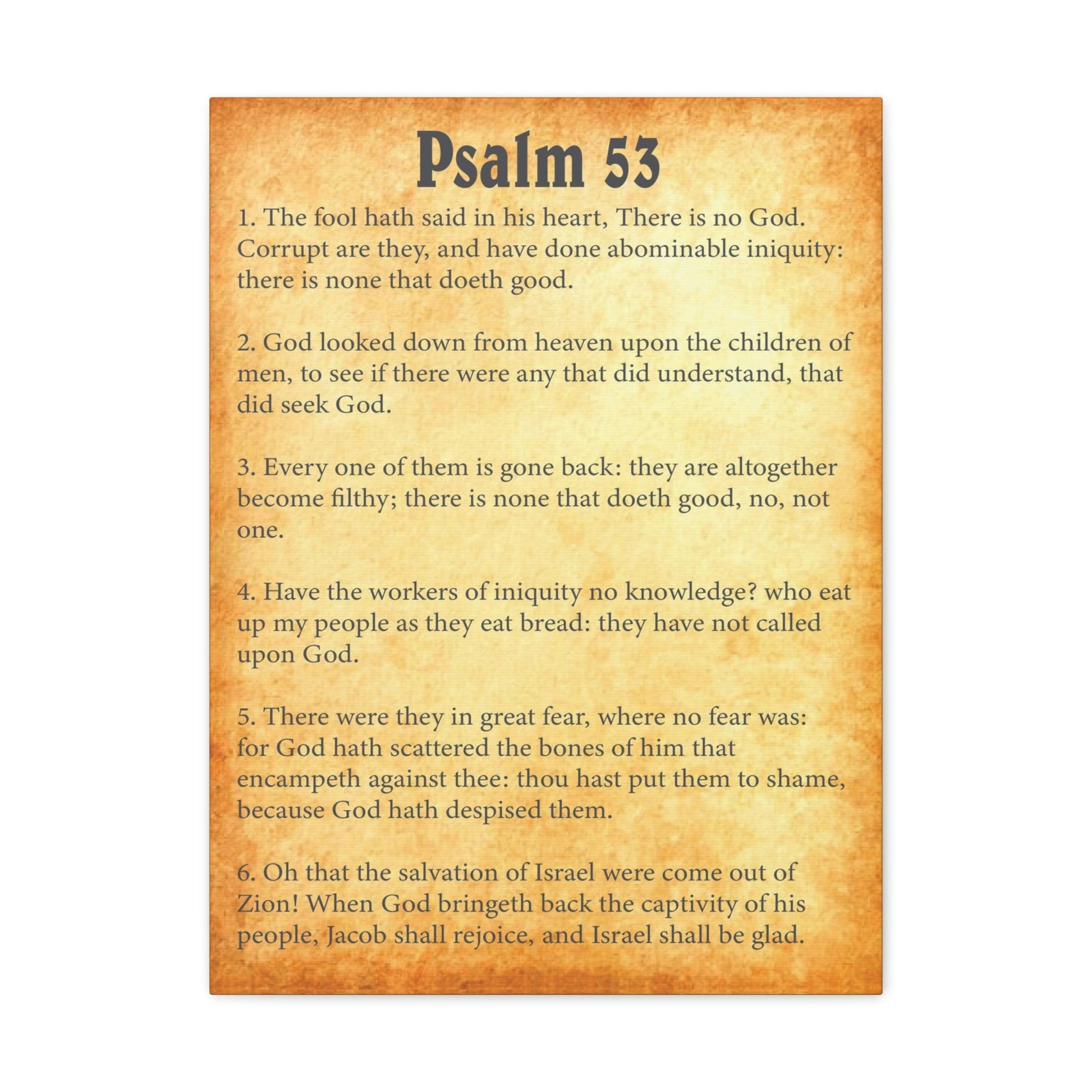 Scripture Walls Psalm 53 Chapter Gold Bible Canvas Christian Wall Art Ready to Hang Unframed-Express Your Love Gifts