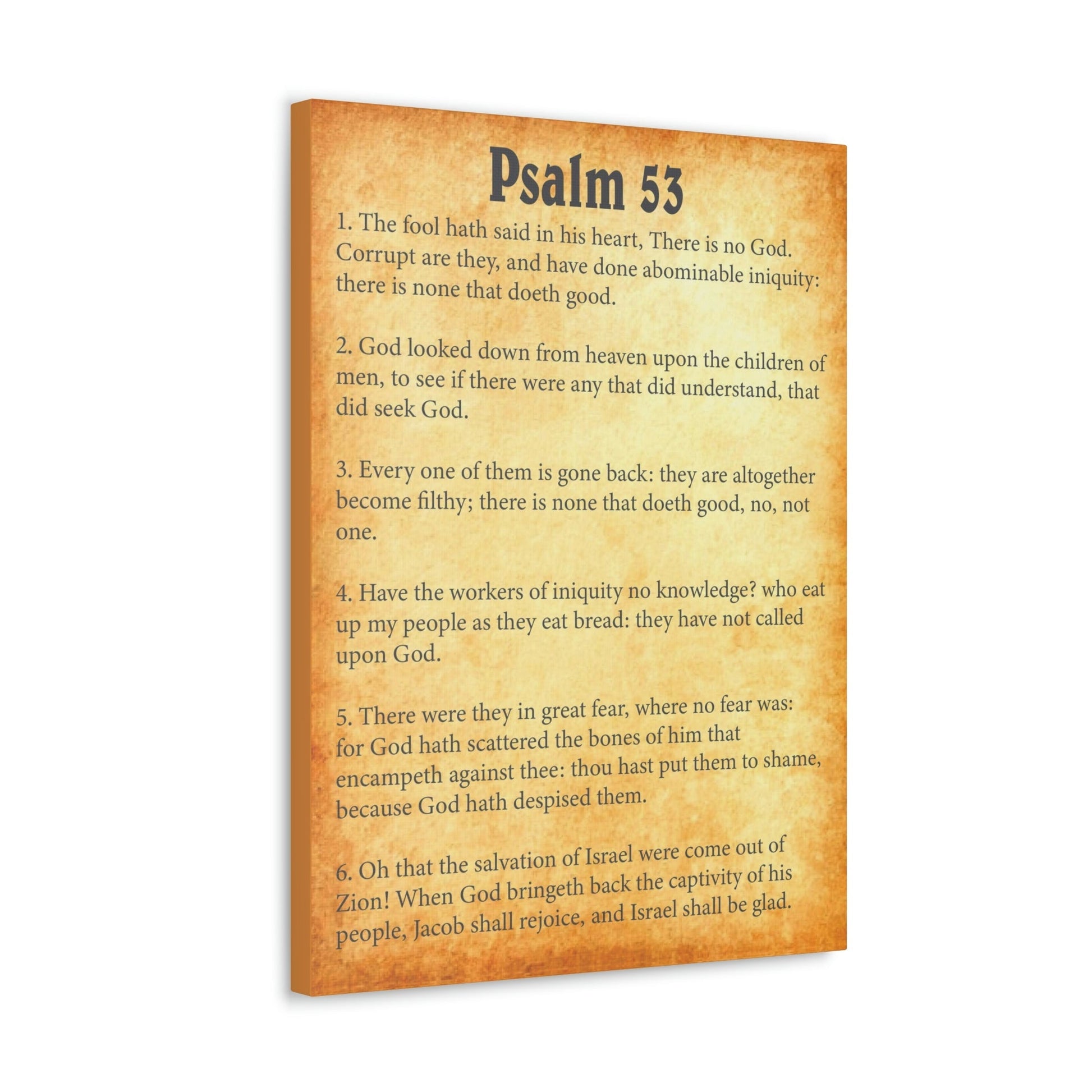 Scripture Walls Psalm 53 Chapter Gold Bible Canvas Christian Wall Art Ready to Hang Unframed-Express Your Love Gifts