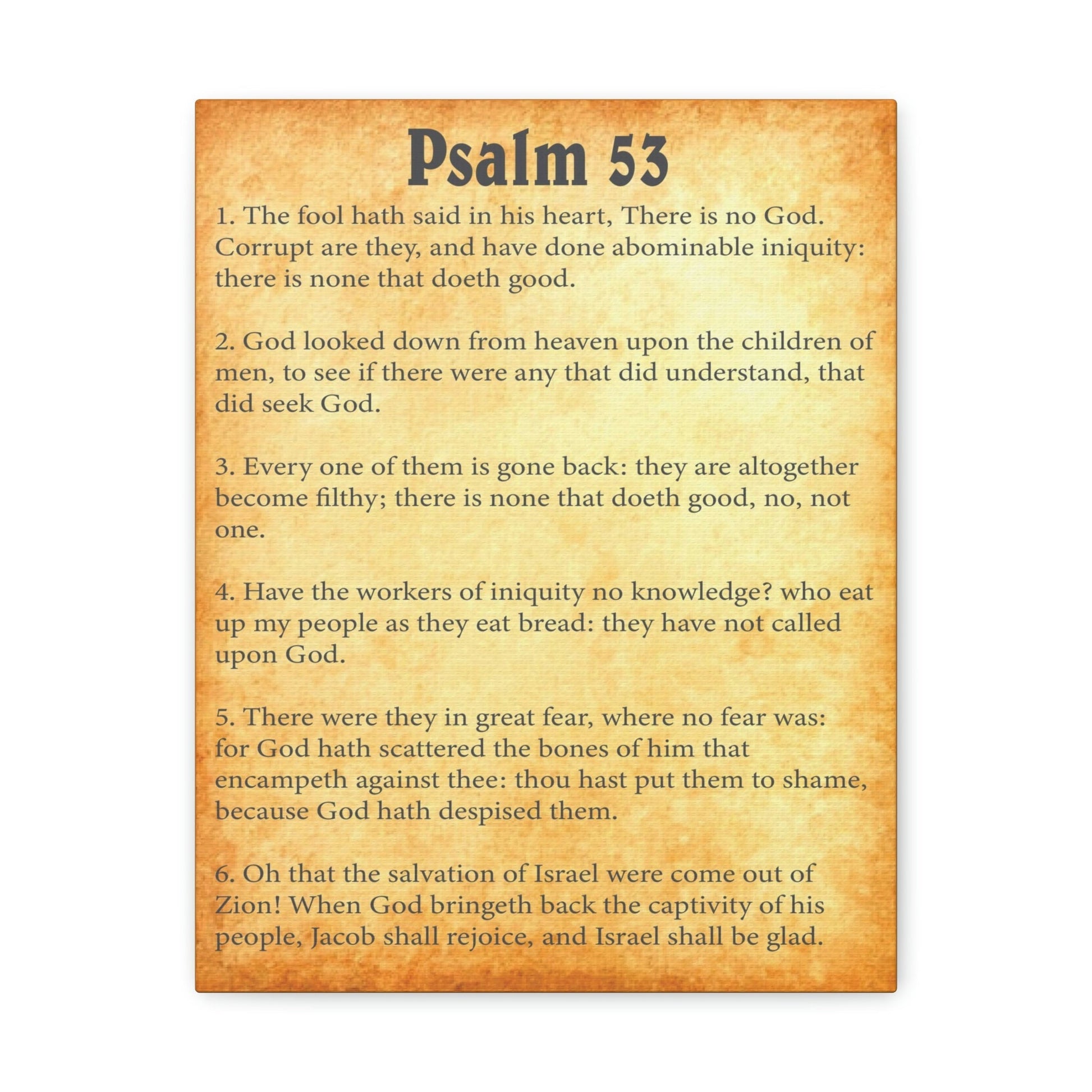 Scripture Walls Psalm 53 Chapter Gold Bible Canvas Christian Wall Art Ready to Hang Unframed-Express Your Love Gifts