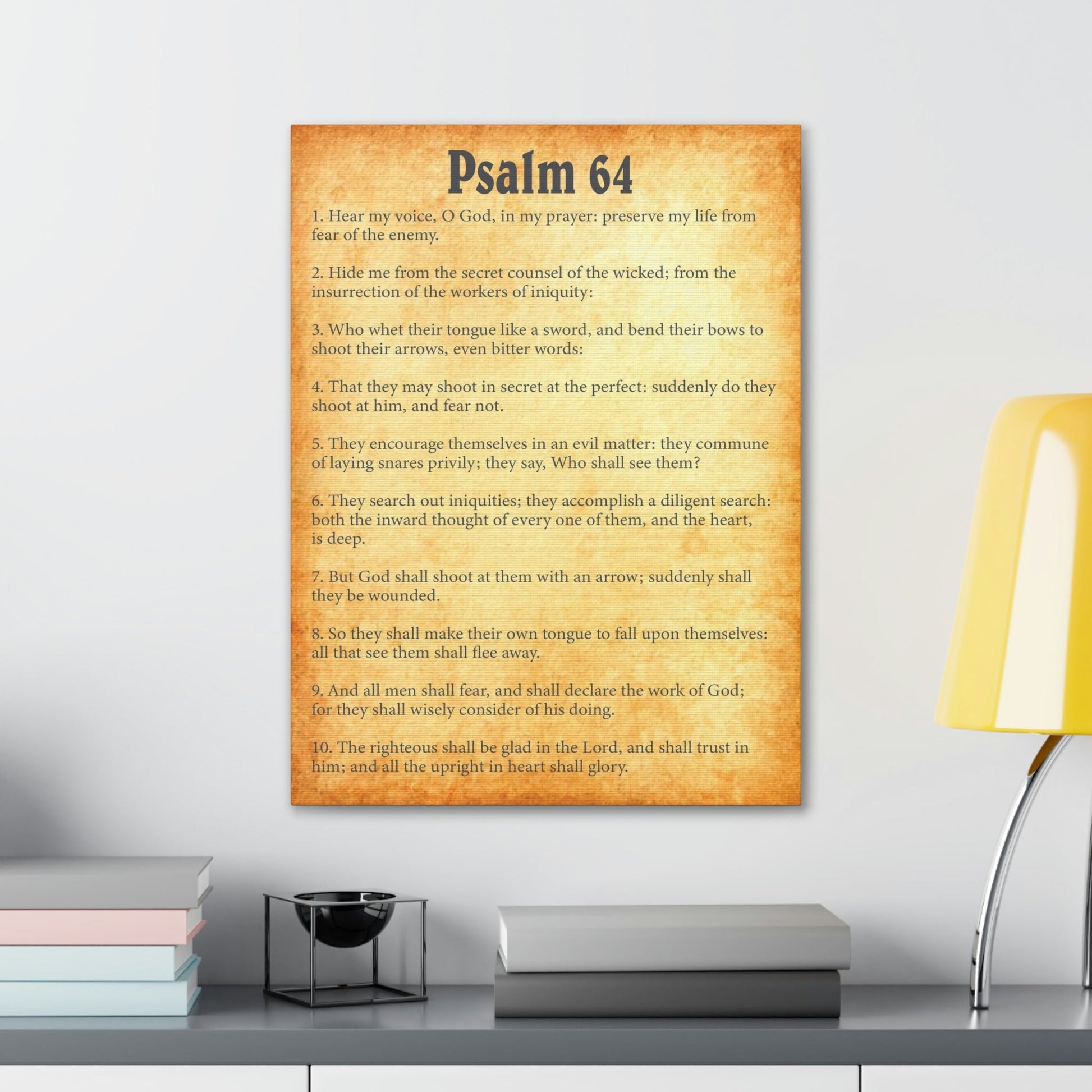 Scripture Walls Psalm 64 Chapter Gold Bible Canvas Christian Wall Art Ready to Hang Unframed-Express Your Love Gifts