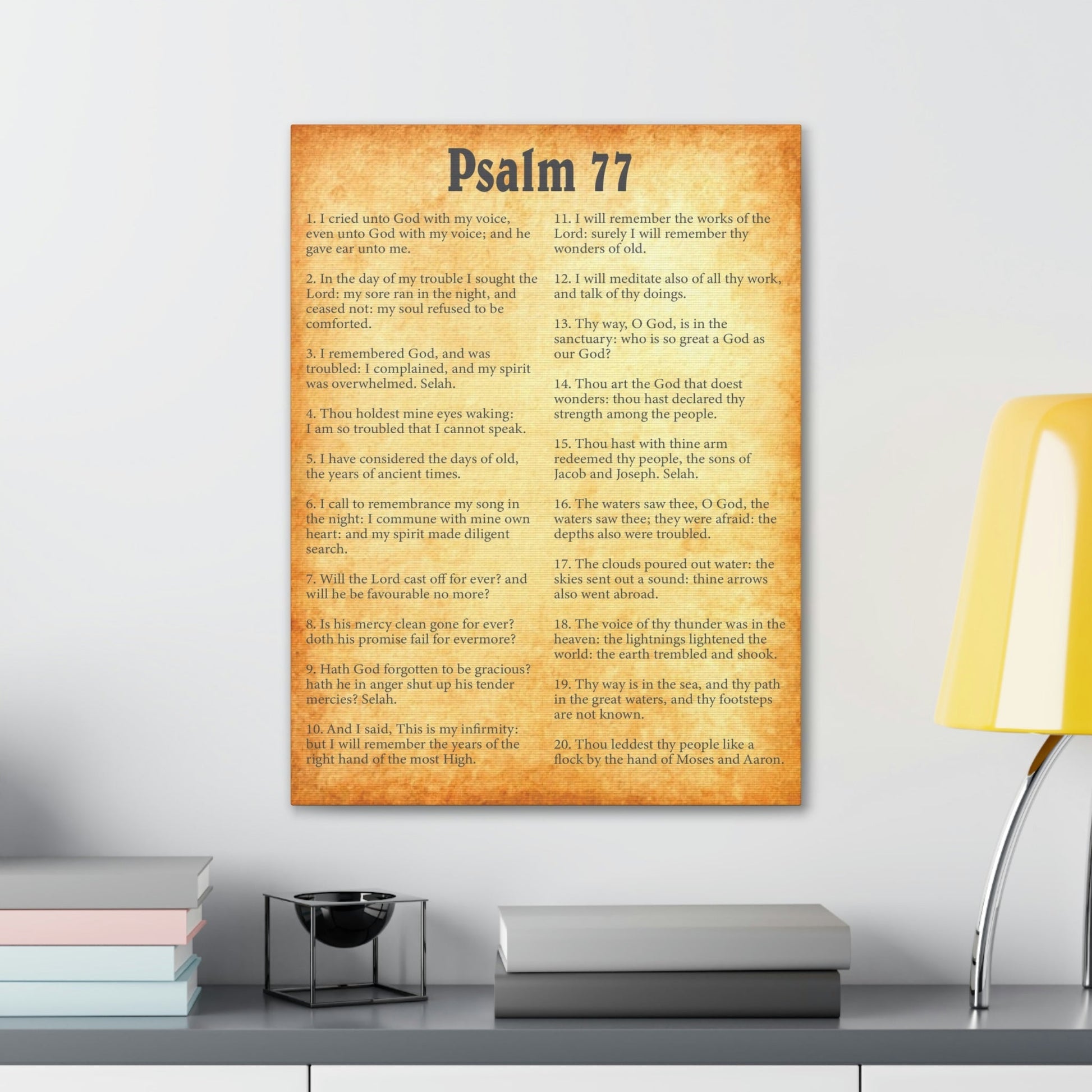 Scripture Walls Psalm 77 Chapter Gold Bible Canvas Christian Wall Art Ready to Hang Unframed-Express Your Love Gifts
