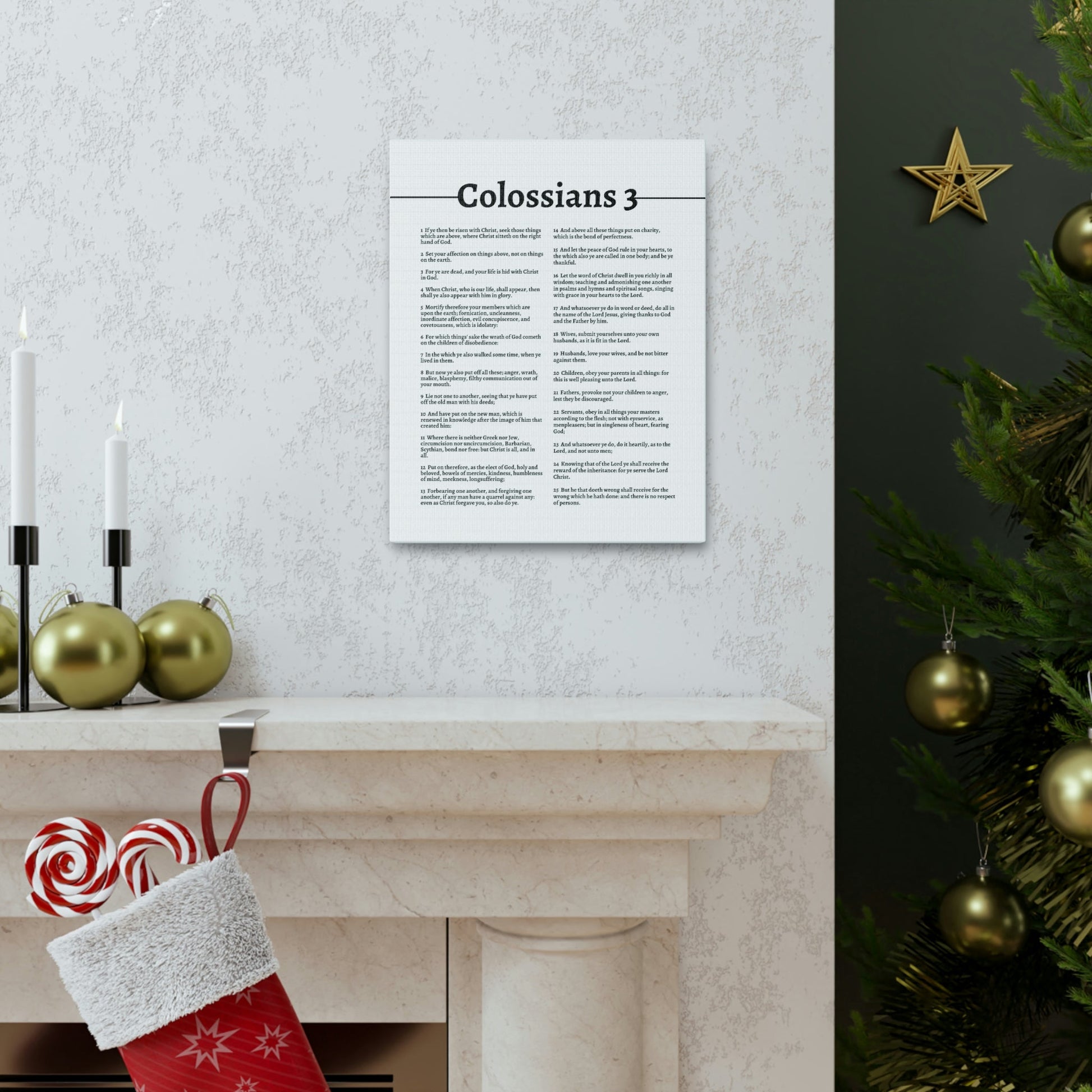 Scripture Walls Put On The New Self Colossians 3 White Bible Canvas Christian Wall Art Ready to Hang Unframed-Express Your Love Gifts