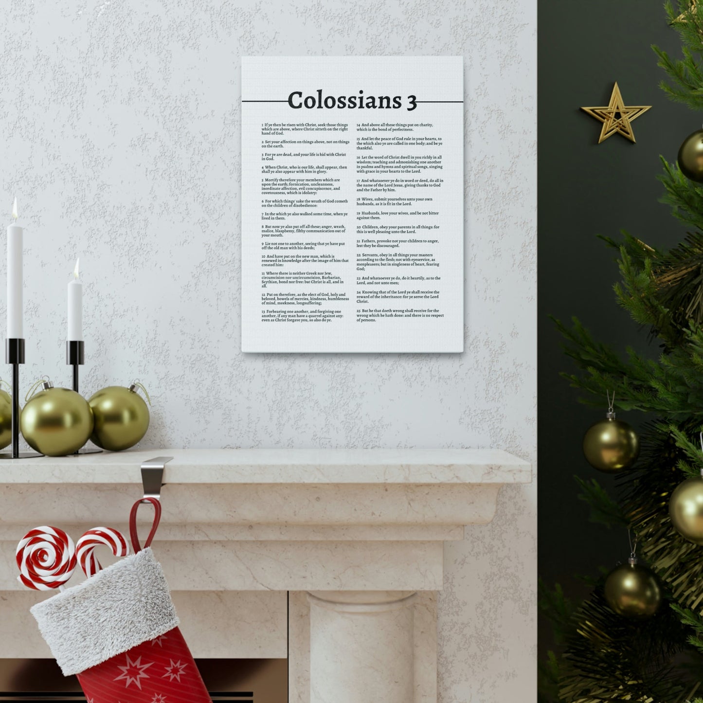 Scripture Walls Put On The New Self Colossians 3 White Bible Canvas Christian Wall Art Ready to Hang Unframed-Express Your Love Gifts
