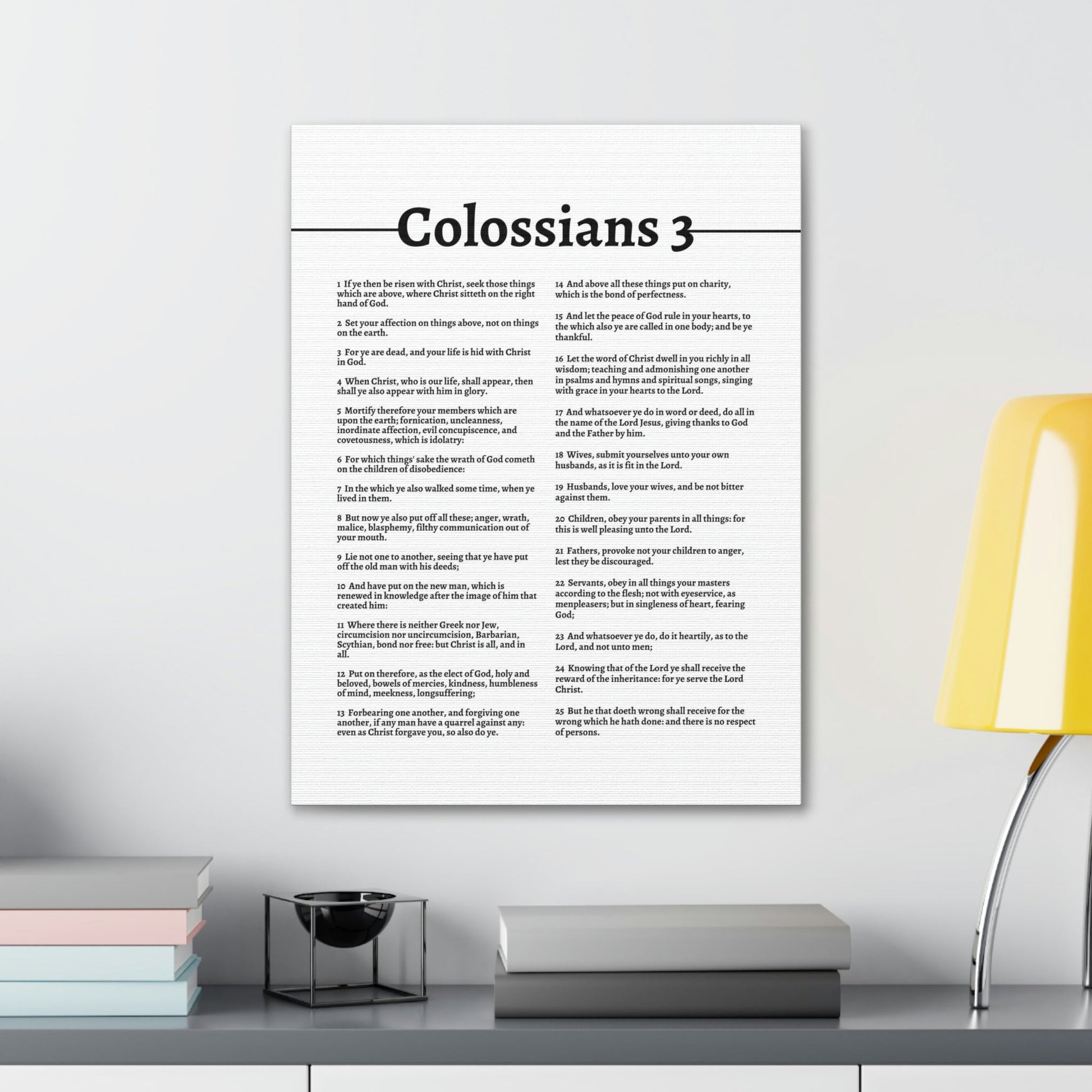 Scripture Walls Put On The New Self Colossians 3 White Bible Canvas Christian Wall Art Ready to Hang Unframed-Express Your Love Gifts