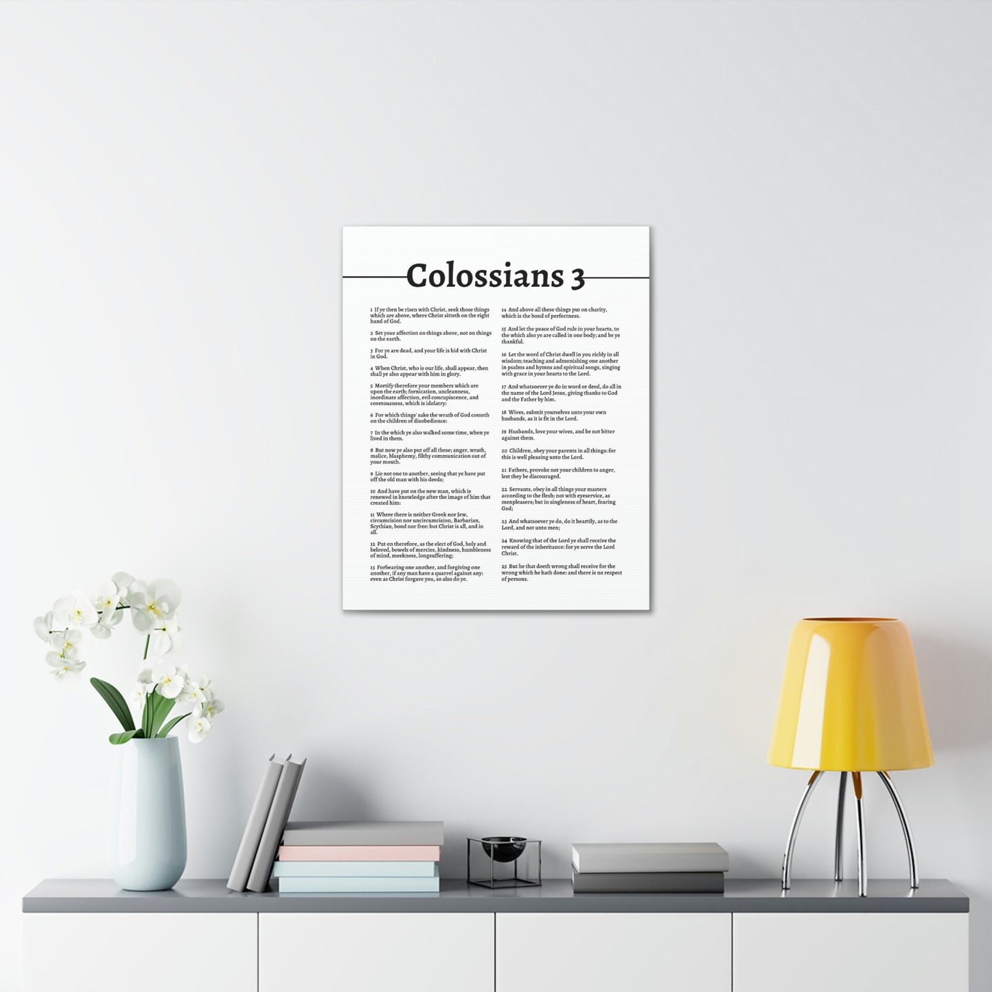 Scripture Walls Put On The New Self Colossians 3 White Bible Canvas Christian Wall Art Ready to Hang Unframed-Express Your Love Gifts