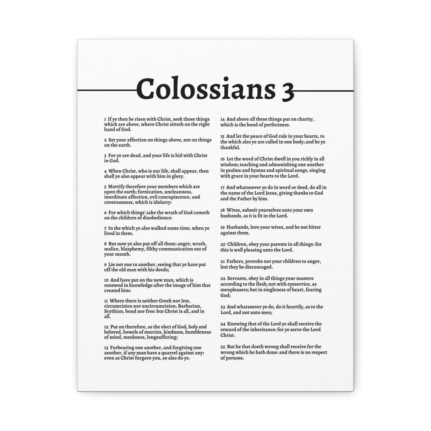 Scripture Walls Put On The New Self Colossians 3 White Bible Canvas Christian Wall Art Ready to Hang Unframed-Express Your Love Gifts