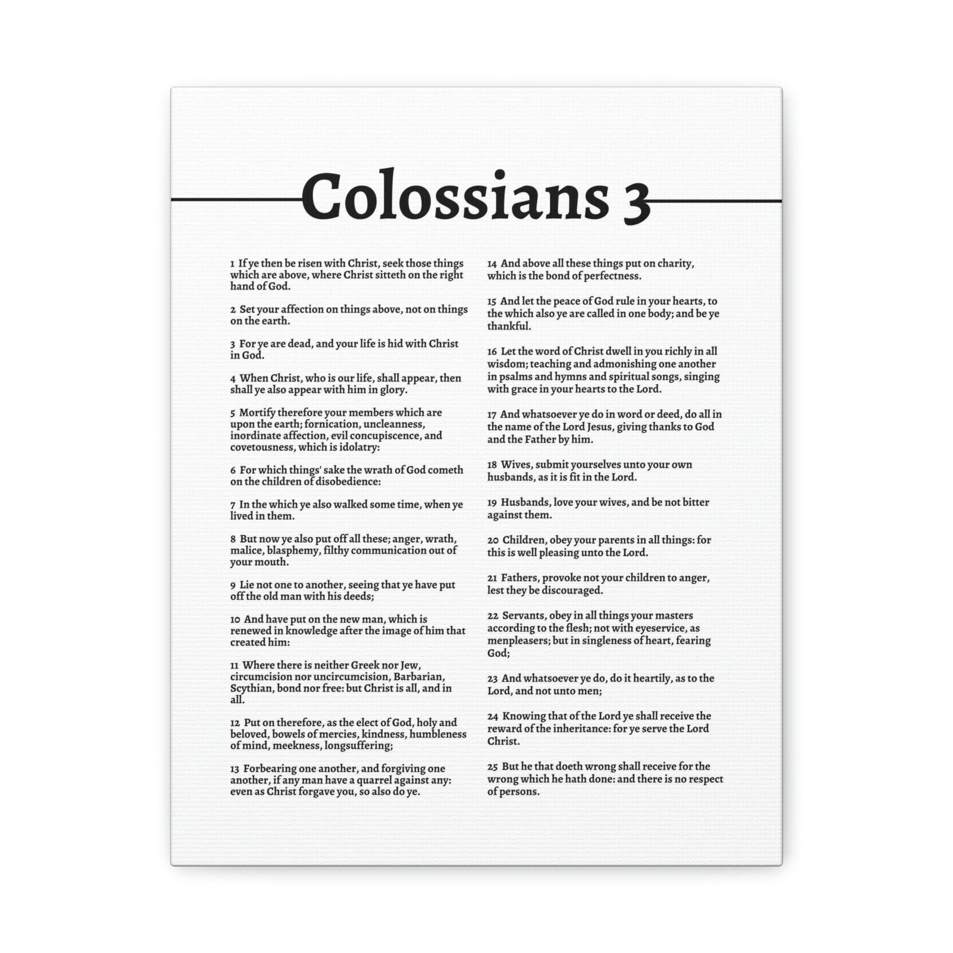 Scripture Walls Put On The New Self Colossians 3 White Bible Canvas Christian Wall Art Ready to Hang Unframed-Express Your Love Gifts