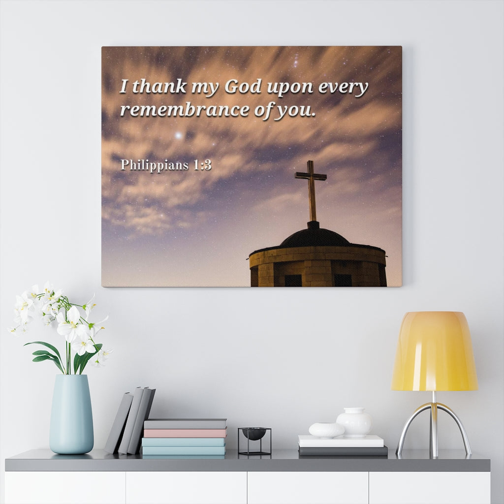 Remembrance Of You Philippians 1:3 Bible Verse Canvas Christian Wall Art Ready to Hang Unframed-Express Your Love Gifts