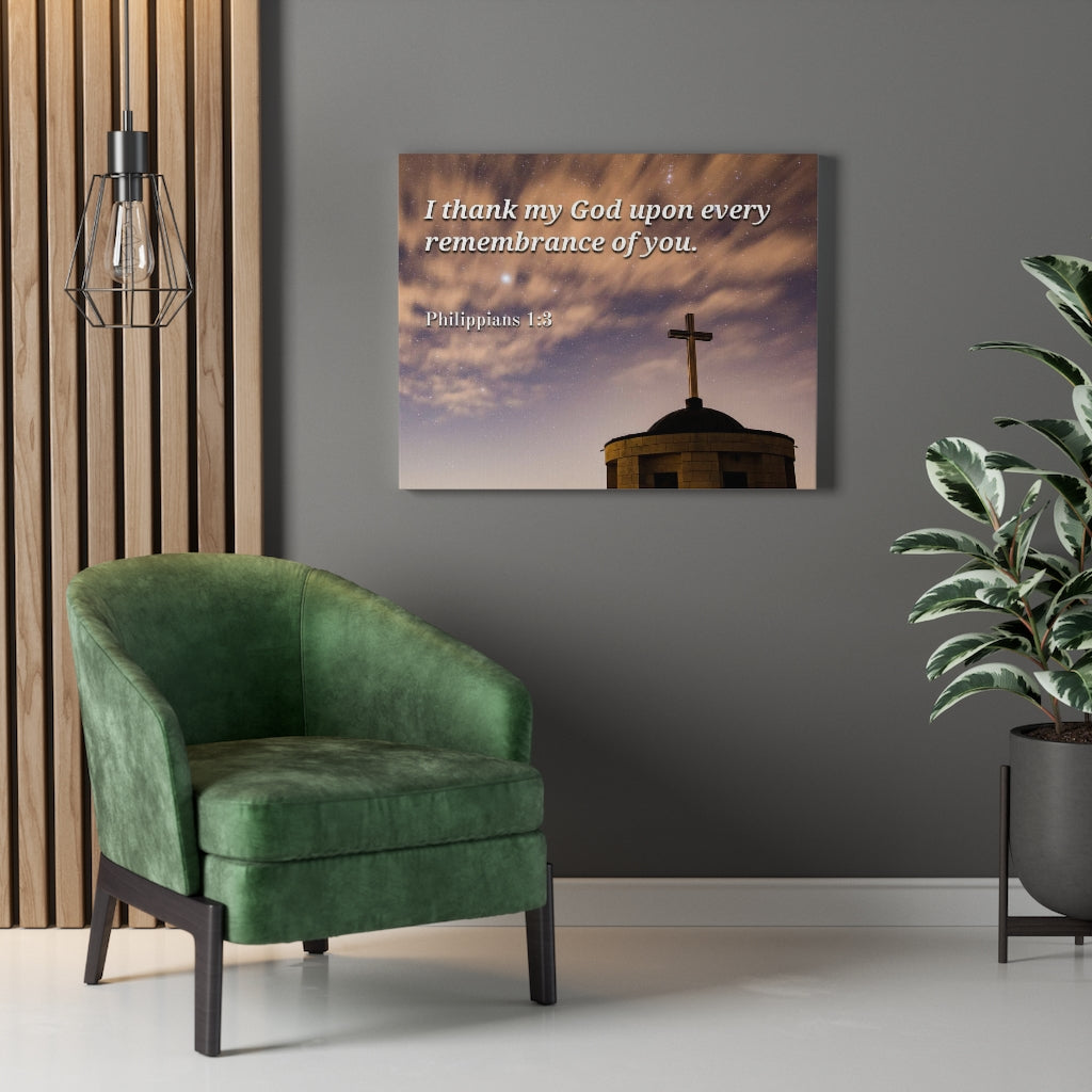Remembrance Of You Philippians 1:3 Bible Verse Canvas Christian Wall Art Ready to Hang Unframed-Express Your Love Gifts