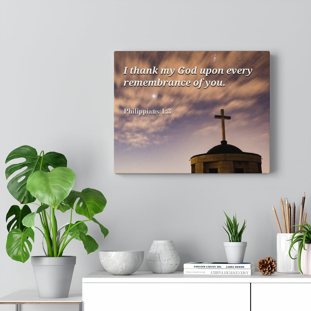 Remembrance Of You Philippians 1:3 Bible Verse Canvas Christian Wall Art Ready to Hang Unframed-Express Your Love Gifts