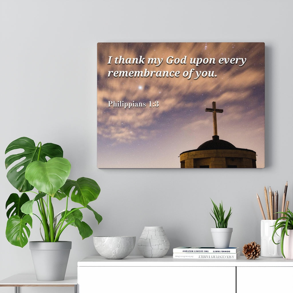 Remembrance Of You Philippians 1:3 Bible Verse Canvas Christian Wall Art Ready to Hang Unframed-Express Your Love Gifts