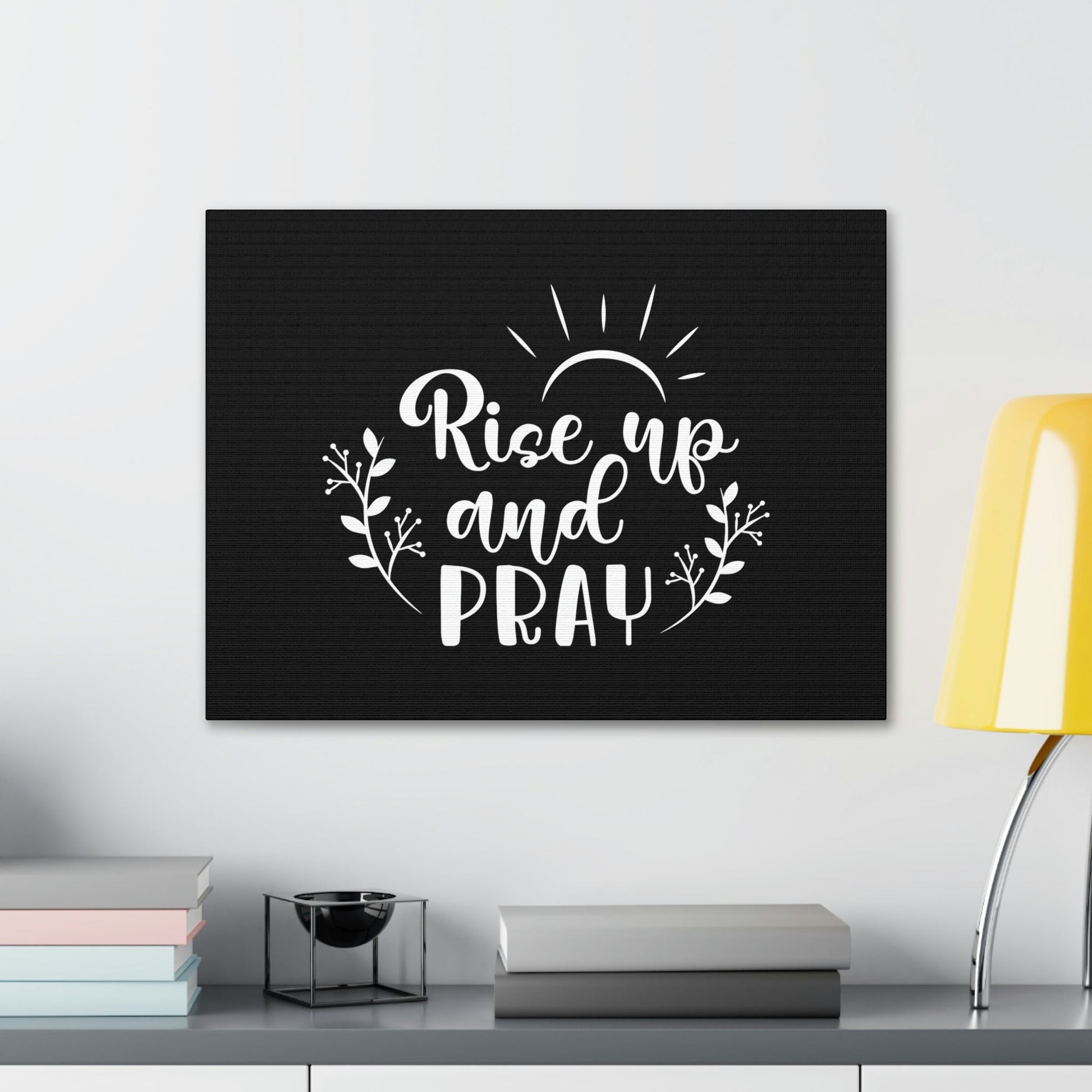 Rise Up And Pray Mark 1:35 Sun Rays Black Christian Wall Art Bible Verse Print Ready to Hang Unframed-Express Your Love Gifts