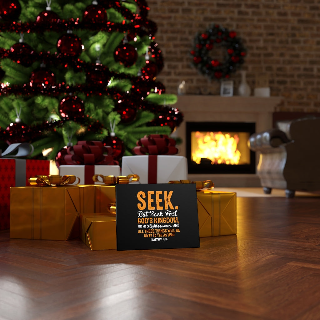 Seek First God's Kingdom Matthew 6:33 Bible Verse Canvas Christian Wall Art Ready to Hang Unframed-Express Your Love Gifts