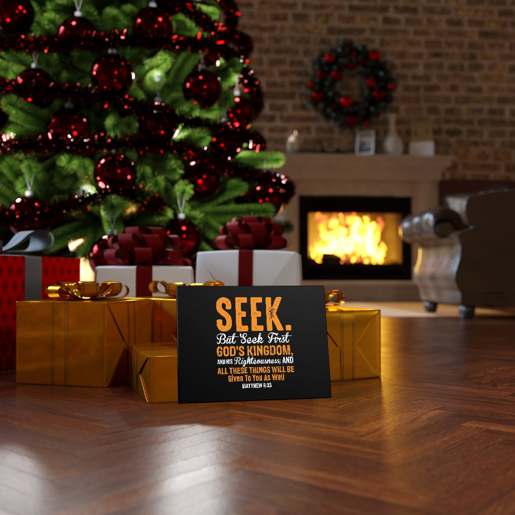 Seek First God's Kingdom Matthew 6:33 Bible Verse Canvas Christian Wall Art Ready to Hang Unframed-Express Your Love Gifts