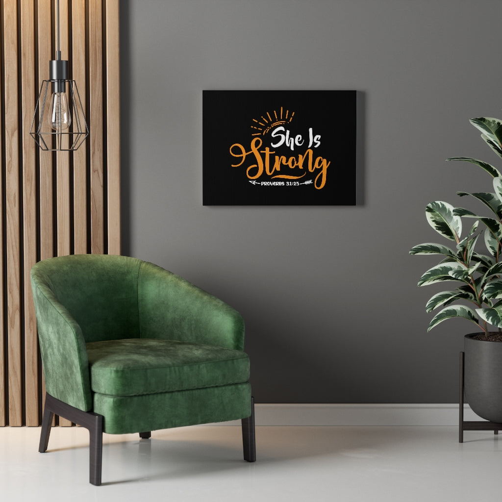 She Is Strong Orange Arrow Proverbs 31:25 Bible Verse Canvas Christian Wall Art Ready to Hang Unframed-Express Your Love Gifts