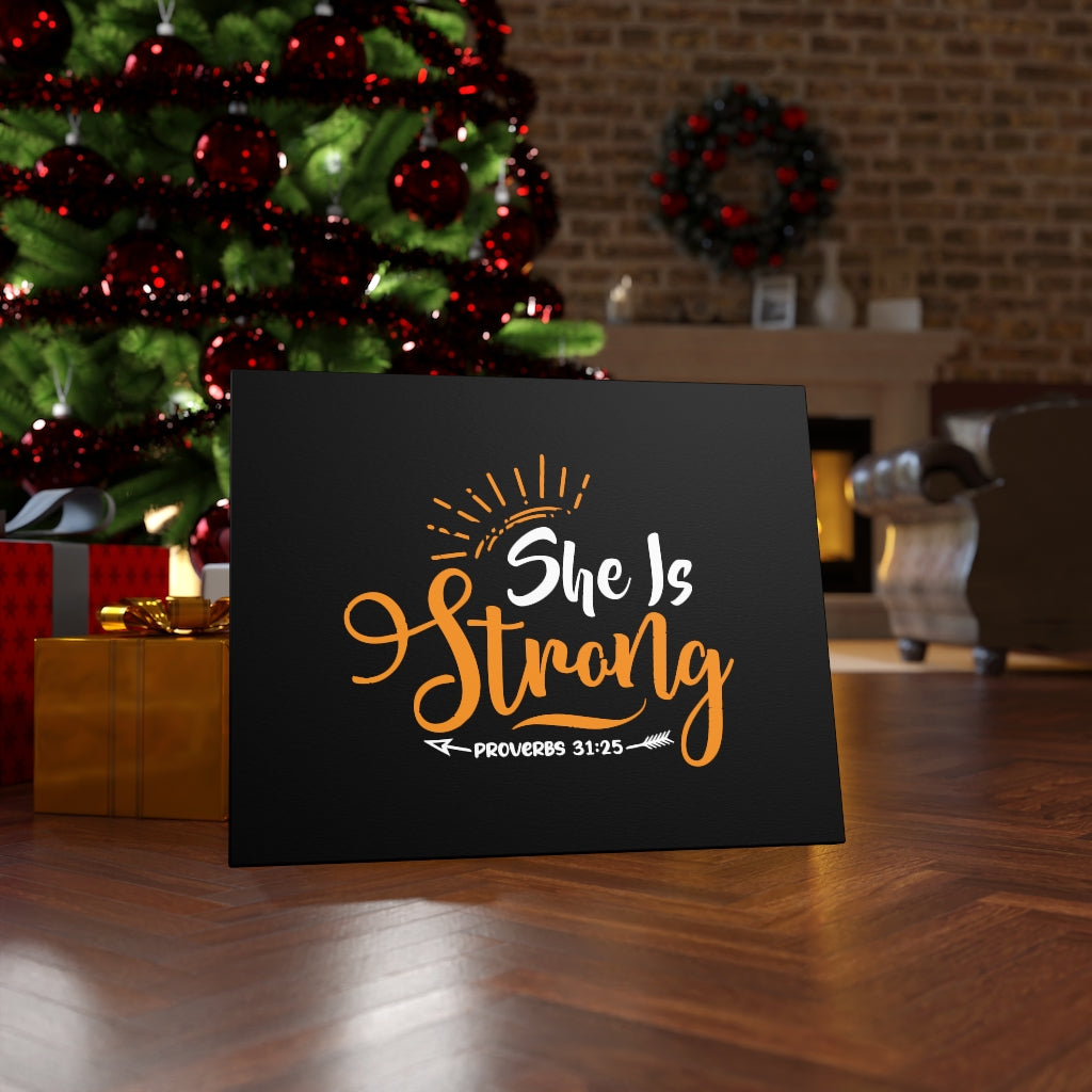 She Is Strong Orange Arrow Proverbs 31:25 Bible Verse Canvas Christian Wall Art Ready to Hang Unframed-Express Your Love Gifts