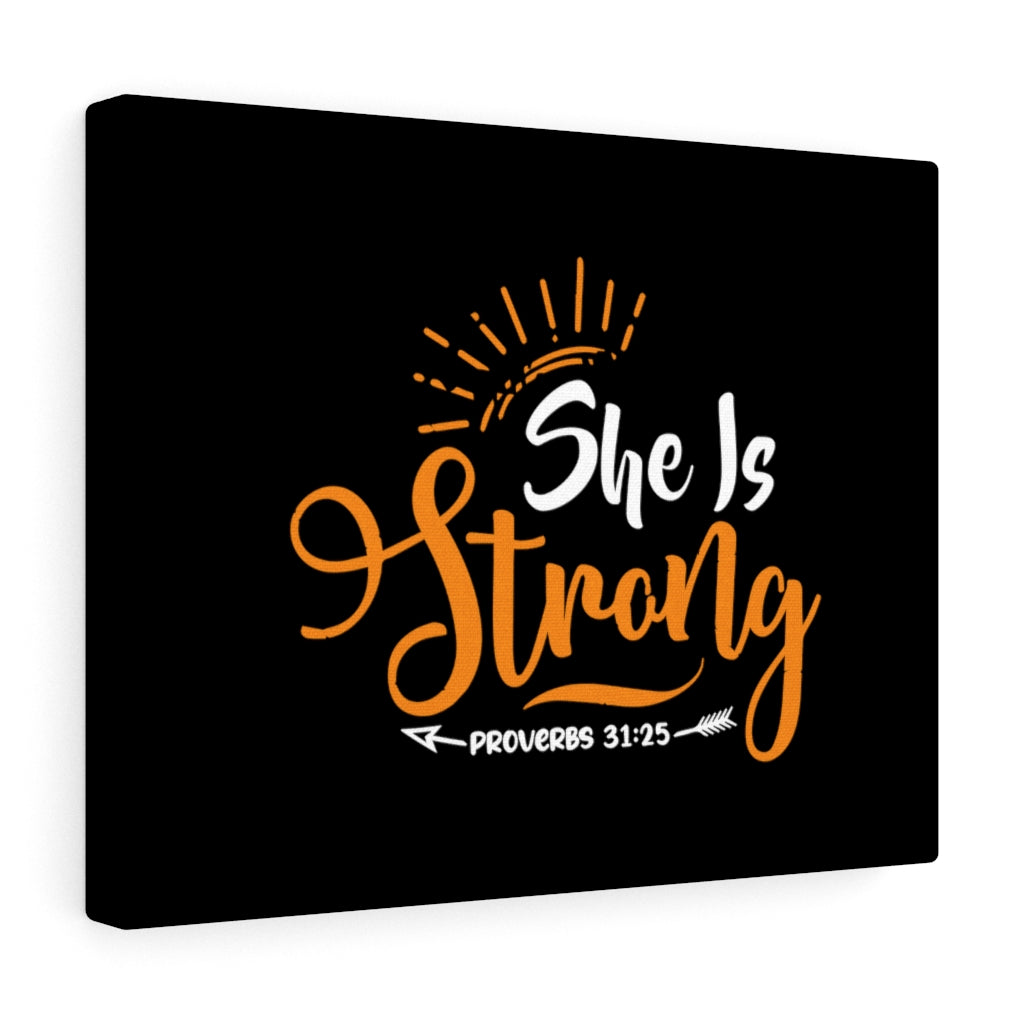 She Is Strong Orange Arrow Proverbs 31:25 Bible Verse Canvas Christian Wall Art Ready to Hang Unframed-Express Your Love Gifts