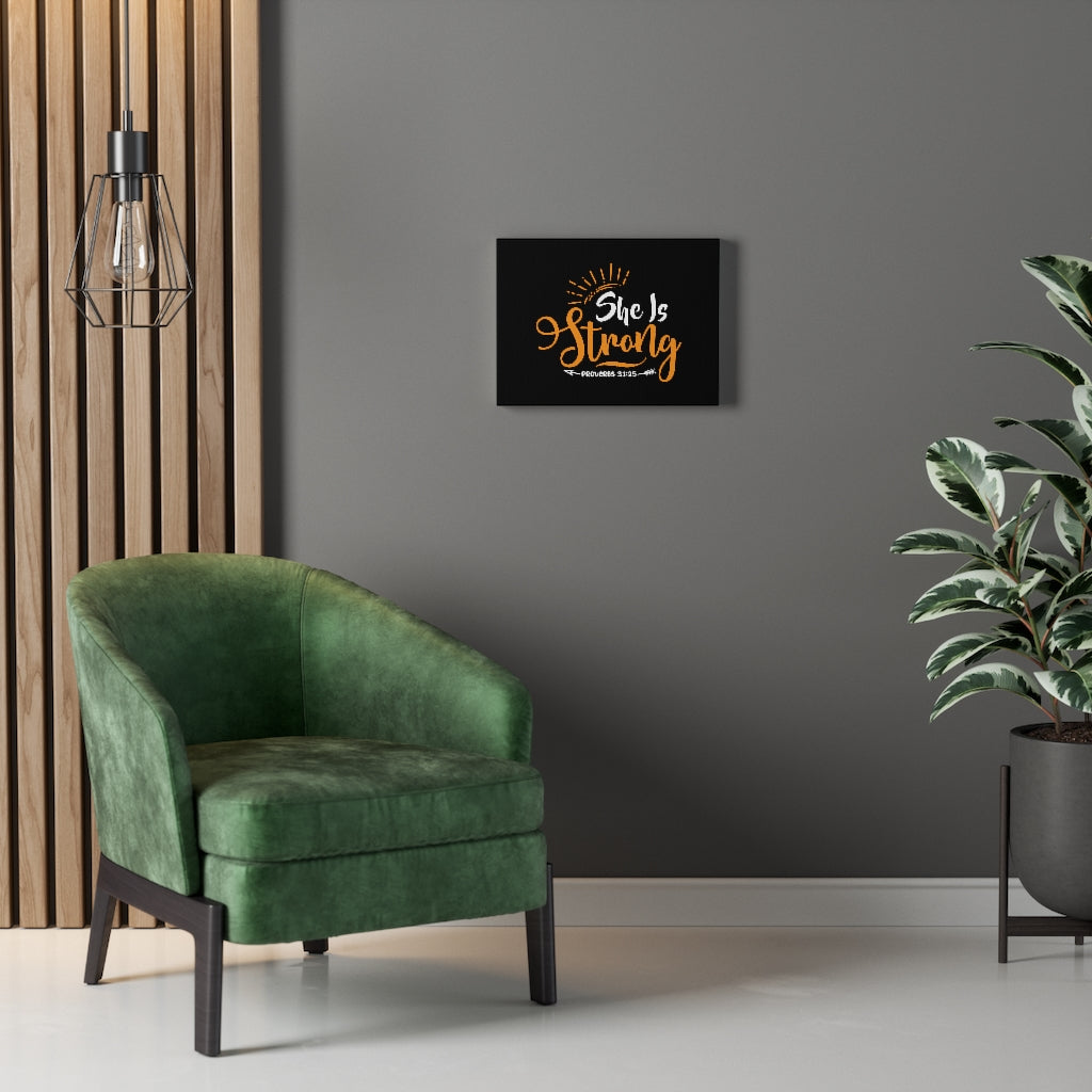 She Is Strong Orange Arrow Proverbs 31:25 Bible Verse Canvas Christian Wall Art Ready to Hang Unframed-Express Your Love Gifts