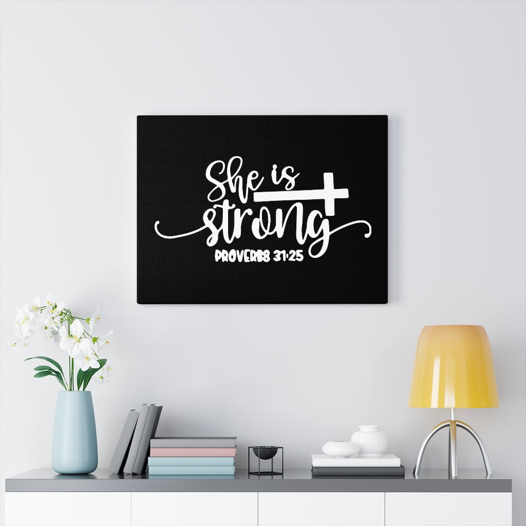 Strong Cross Proverbs 31:25 Bible Verse Canvas Christian Wall Art Ready to Hang Unframed-Express Your Love Gifts
