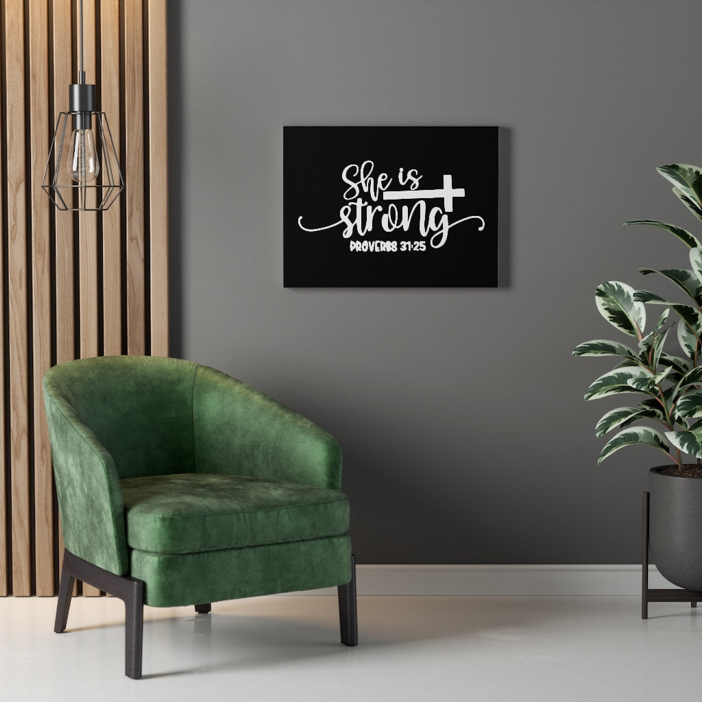 Strong Cross Proverbs 31:25 Bible Verse Canvas Christian Wall Art Ready to Hang Unframed-Express Your Love Gifts