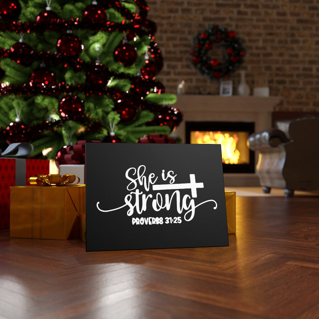 Strong Cross Proverbs 31:25 Bible Verse Canvas Christian Wall Art Ready to Hang Unframed-Express Your Love Gifts