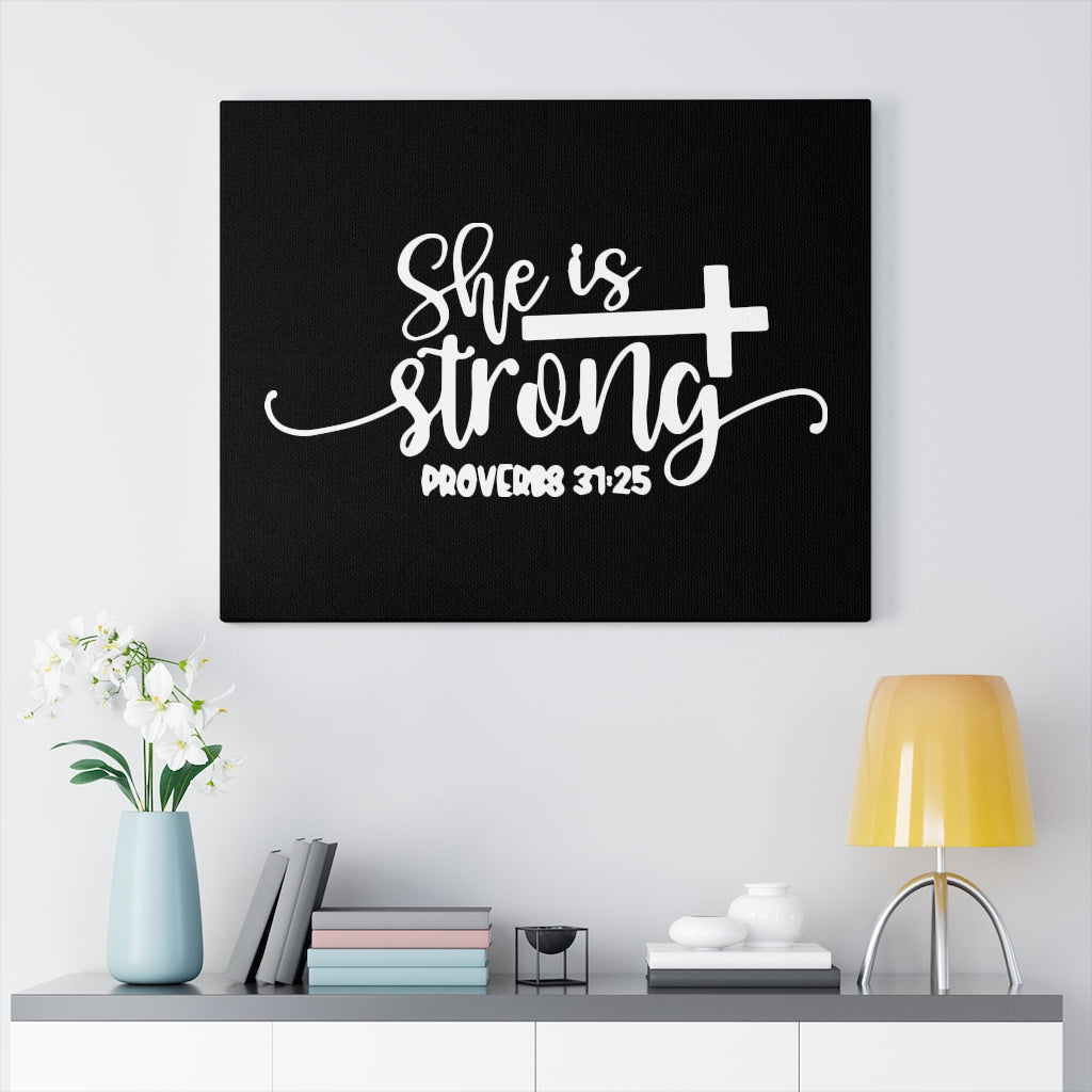 Strong Cross Proverbs 31:25 Bible Verse Canvas Christian Wall Art Ready to Hang Unframed-Express Your Love Gifts