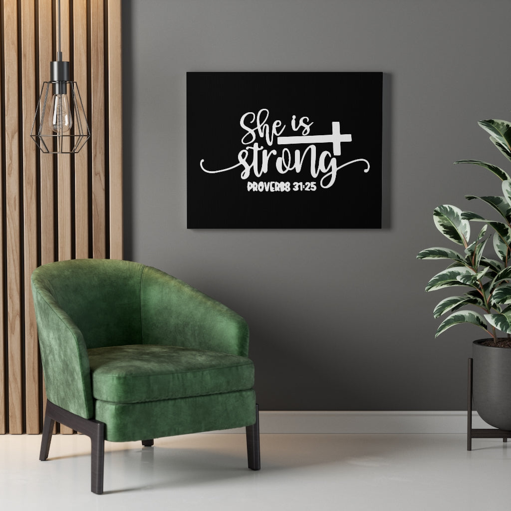 Strong Cross Proverbs 31:25 Bible Verse Canvas Christian Wall Art Ready to Hang Unframed-Express Your Love Gifts
