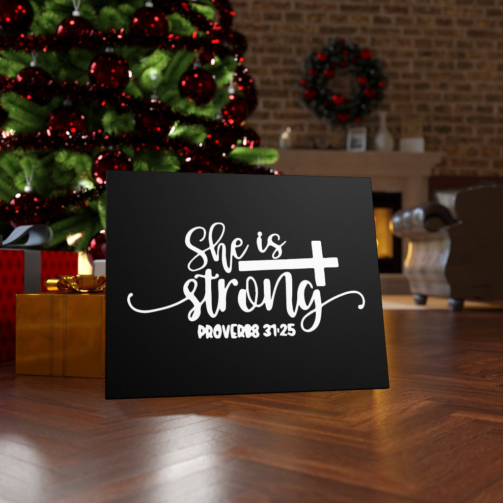 Strong Cross Proverbs 31:25 Bible Verse Canvas Christian Wall Art Ready to Hang Unframed-Express Your Love Gifts