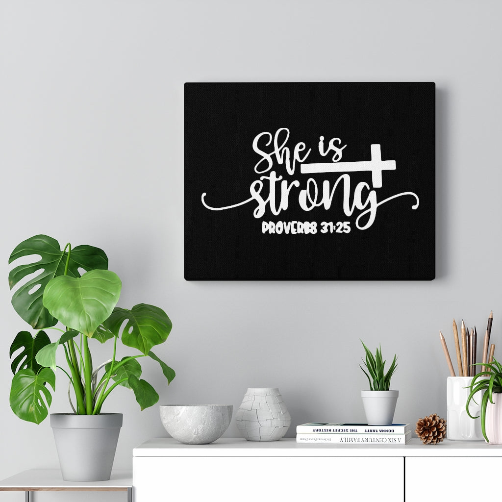 Strong Cross Proverbs 31:25 Bible Verse Canvas Christian Wall Art Ready to Hang Unframed-Express Your Love Gifts