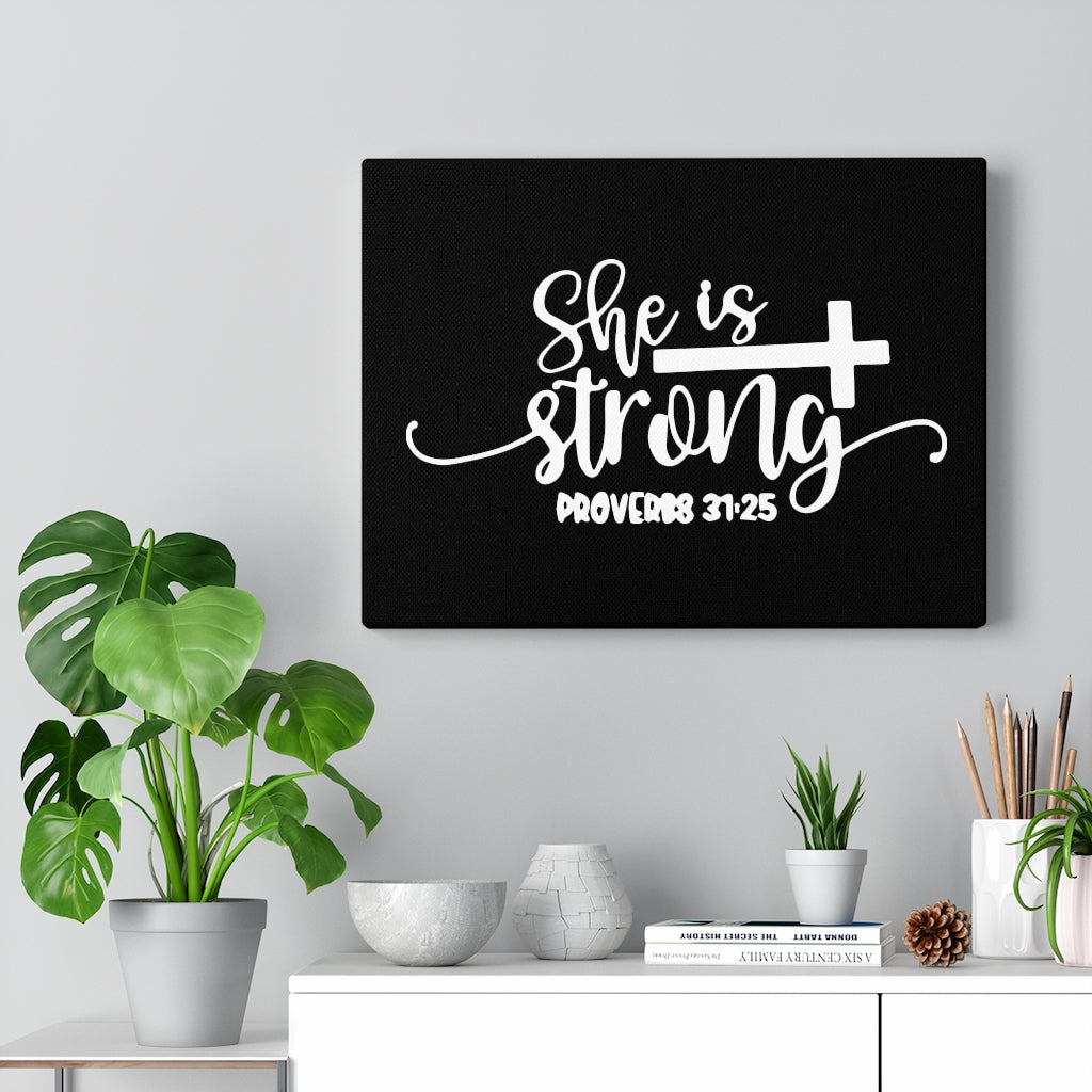 Strong Cross Proverbs 31:25 Bible Verse Canvas Christian Wall Art Ready to Hang Unframed-Express Your Love Gifts