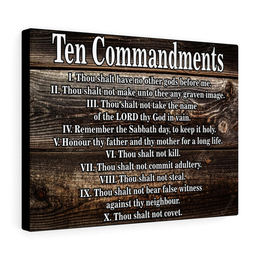 Ten Commandments Dark Wood Christian Wall Art Print Ready to Hang Unframed-Express Your Love Gifts