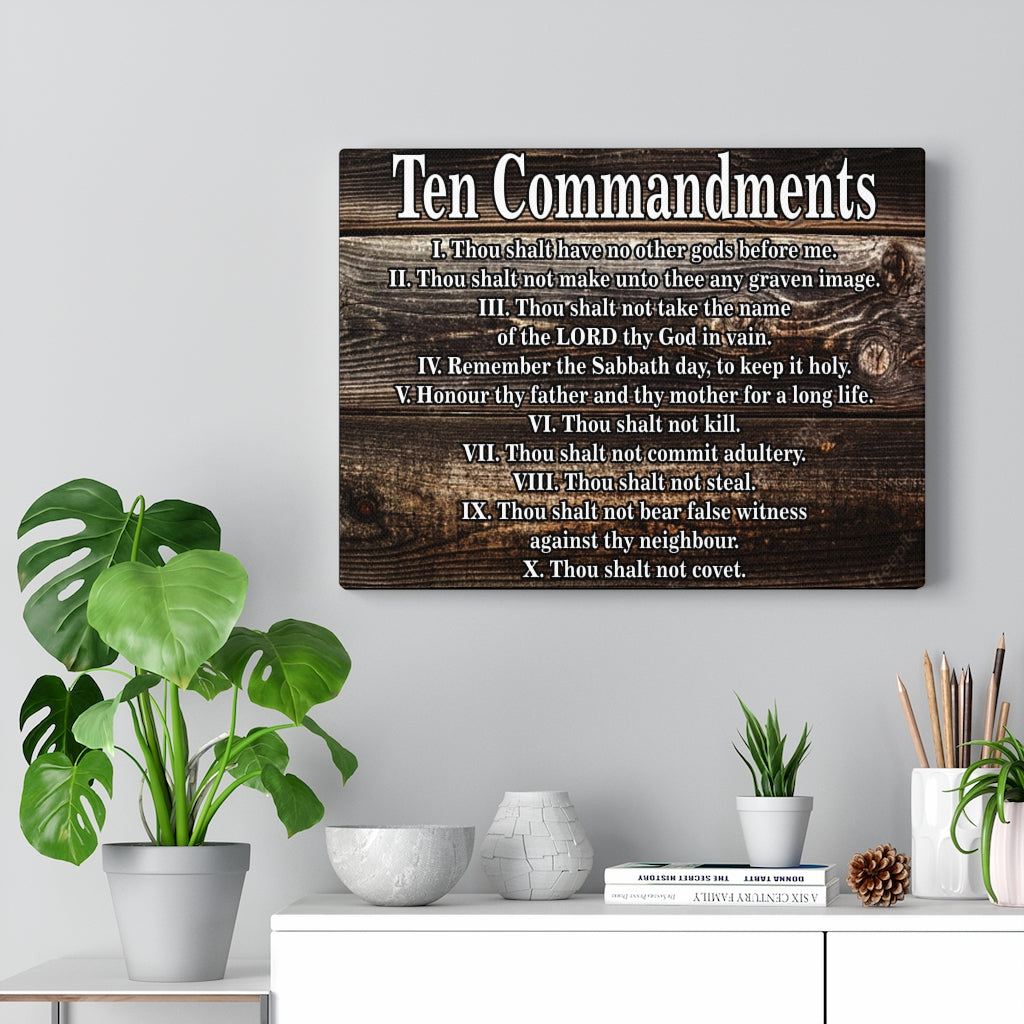 Scripture Walls Ten Commandments Dark Wood Christian Wall Art Print Ready to Hang Unframed-Express Your Love Gifts