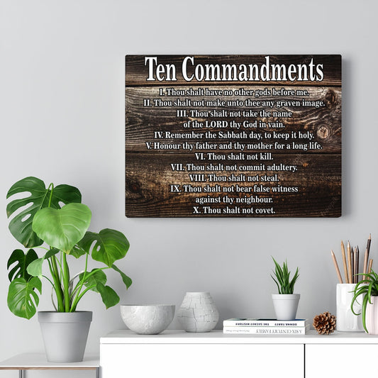 Scripture Walls Ten Commandments Dark Wood Christian Wall Art Print Ready to Hang Unframed-Express Your Love Gifts